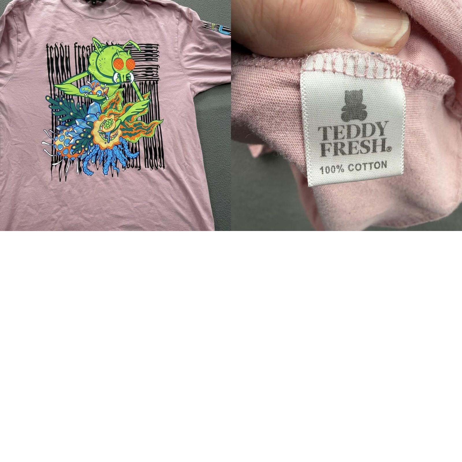 Teddy Fresh Teddy Fresh Rick & Morty Shirt Mens M Pink Long Sleeve Graphic Tee Cartoon Streetwear Size US M / EU 48-50 / 2 - 8 Thumbnail