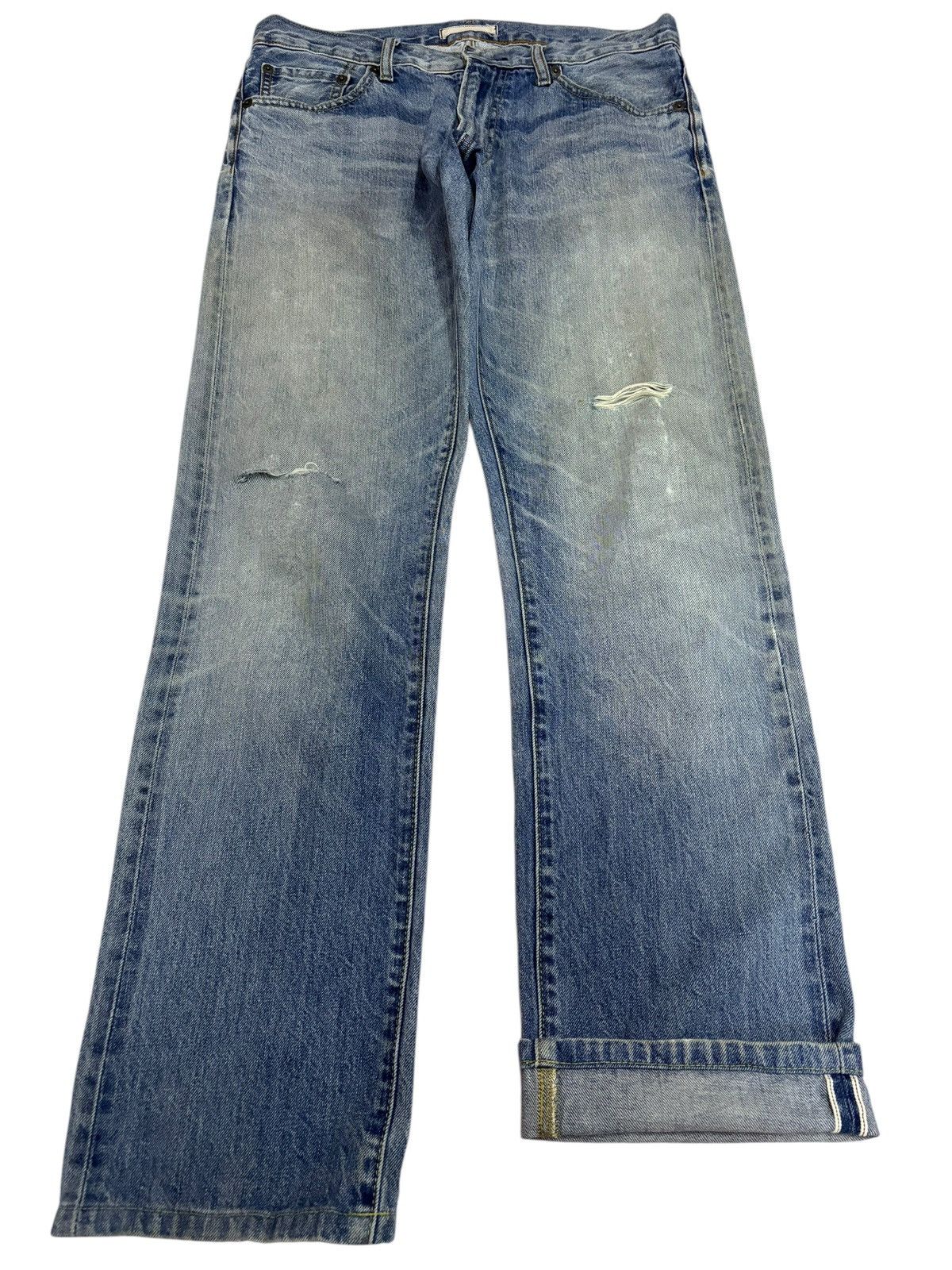 Kaihara Denim × Self Edge Vintage Kaihara Uniqlo Selvedge Distressed Blue Washed Jeans Size US 32 / EU 48 - 1 Thumbnail