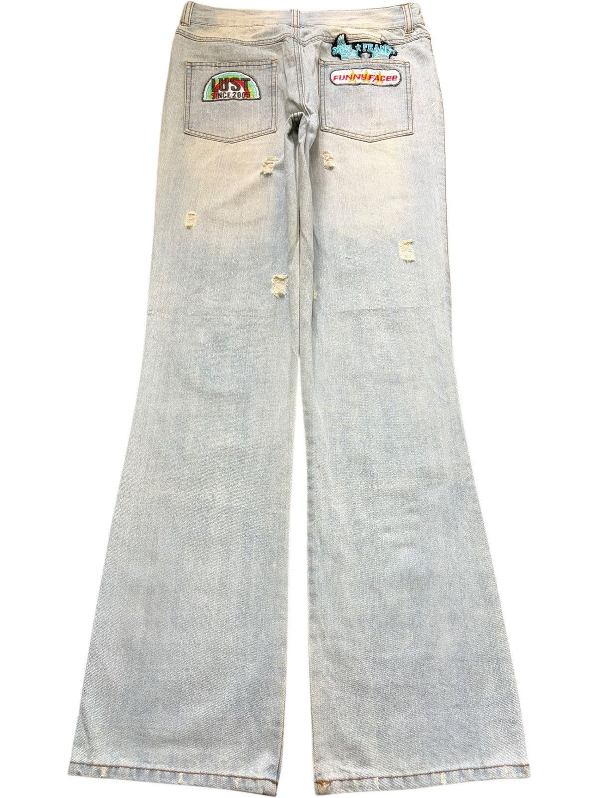 Hysteric Glamour Vintage Japanese Brand Patches Distress Flare Jeans Size 30" / US 8 / IT 44 - 2 Thumbnail