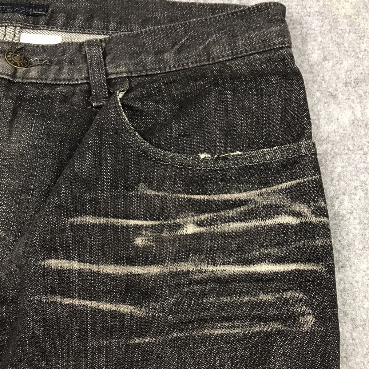 Issey Miyake FLARE🔥TETE HOMME BLACK FADED DENIM BOOTCUT PANTS 149 Size US 30 / EU 46 - 6 Thumbnail