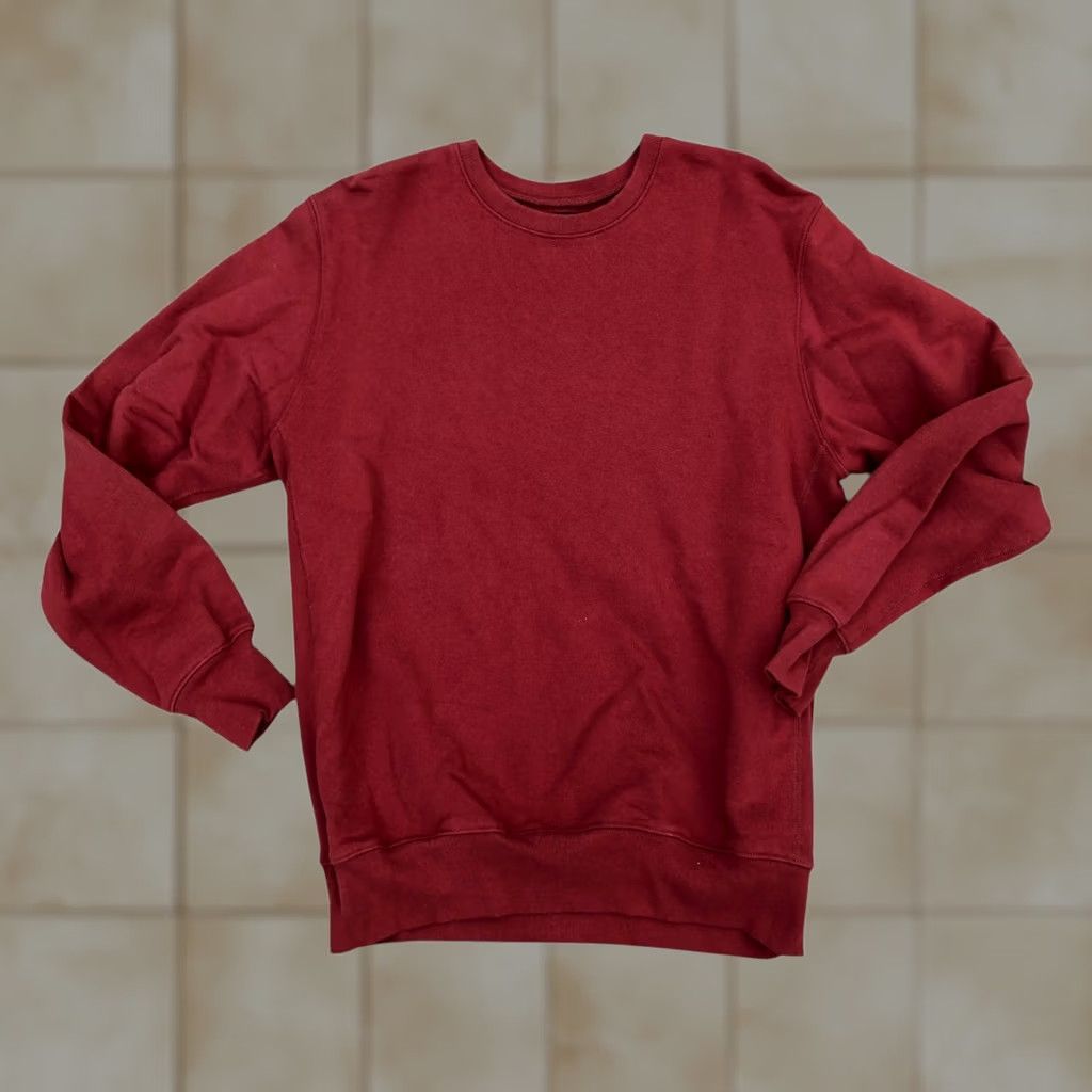 Vintage LA CAVA Sweatshirt Men's MEDIUM Red Crew Long Sleeve Cotton Heavy Gusset Size US M / EU 48-50 / 2 - 1 Thumbnail