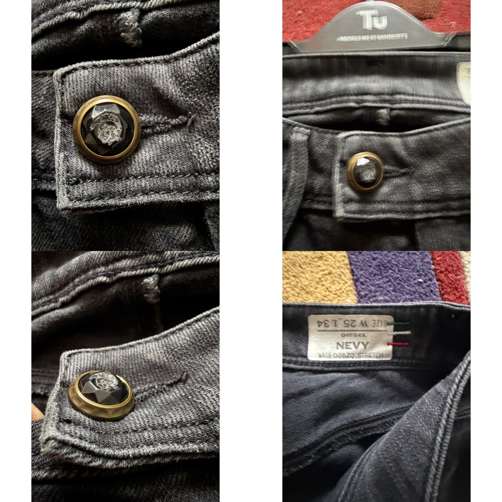 Diesel DIESEL NEVY Jeans Women W25 L34 Stretch Black Grey Wash 008ZQ Made in Italy Skinny 5-Pocket Denim Size 42" / US 20 - 9 Thumbnail