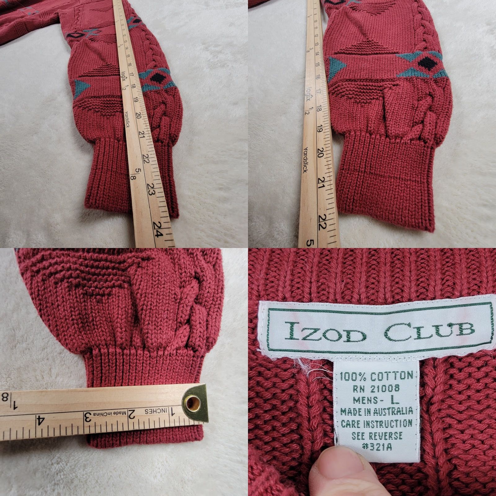 Izod VINTAGE Izod Club Mens L Knit Crewneck Sweater Red Geometric Aztec Retro 90s Size US L / EU 52-54 / 3 - 9 Thumbnail