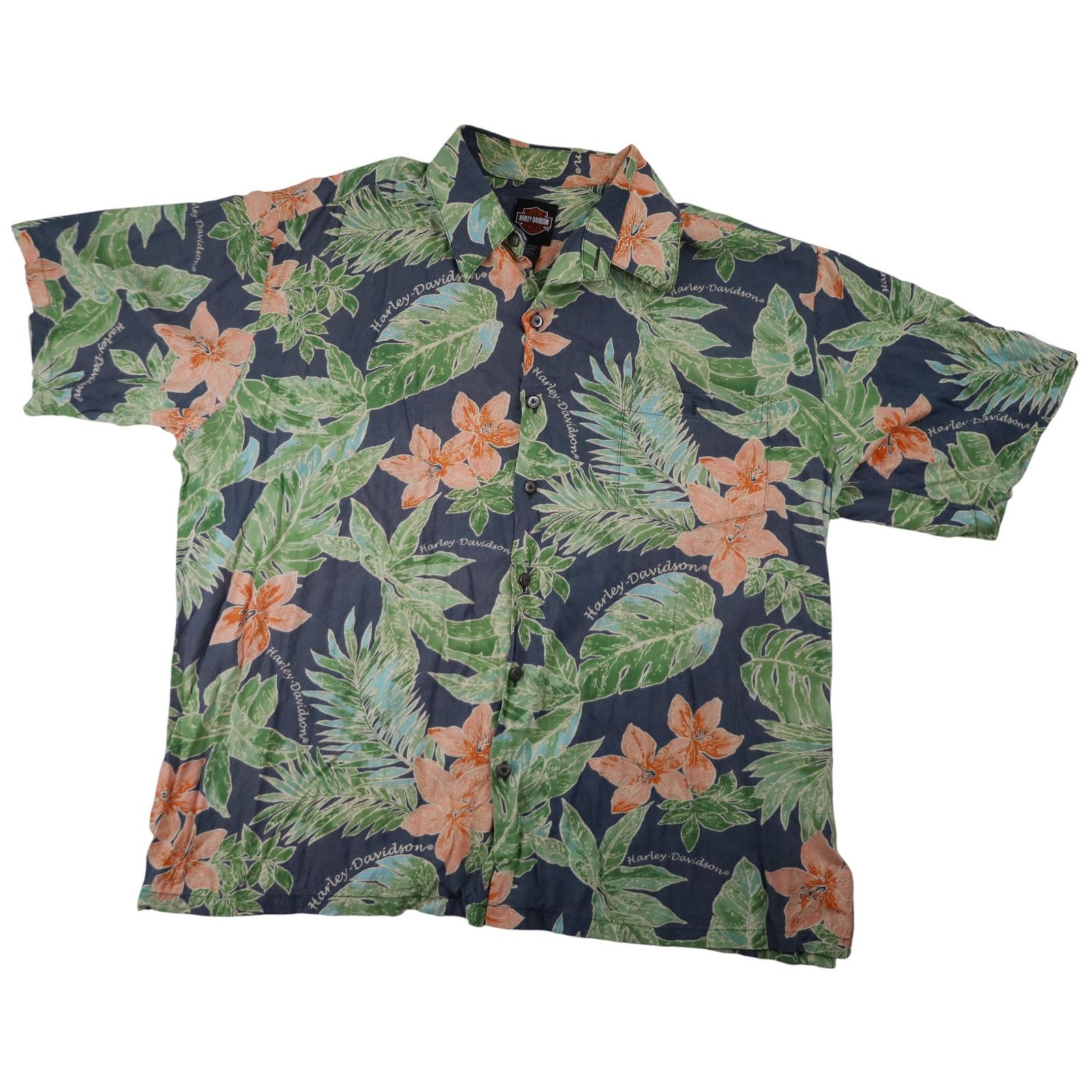 Harley Davidson × Vintage Vintage Harley Davidson Floral Hawaiian Button Up Shirt Size US XL / EU 56 / 4 - 1 Thumbnail