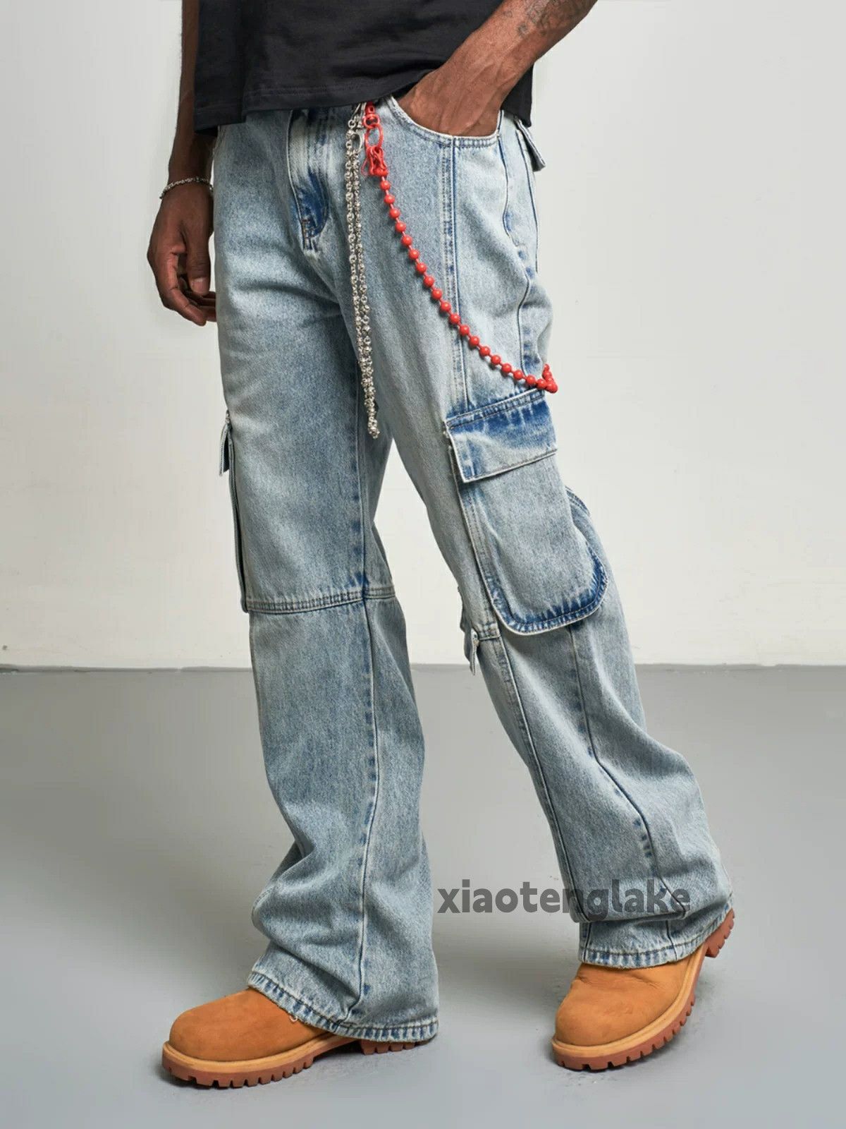 Jean × Vintage washed faded skate hiphop utility loose baggy cargo jeans Size US 28 / EU 44 - 4 Thumbnail