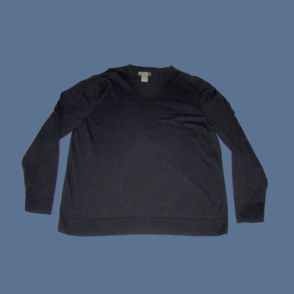 Eddie Bauer Eddie Bauer Mens L Cotton Cashmere Pullover V Neck Long Sleeve Black Sweater Size US L / EU 52-54 / 3 - 1 Thumbnail