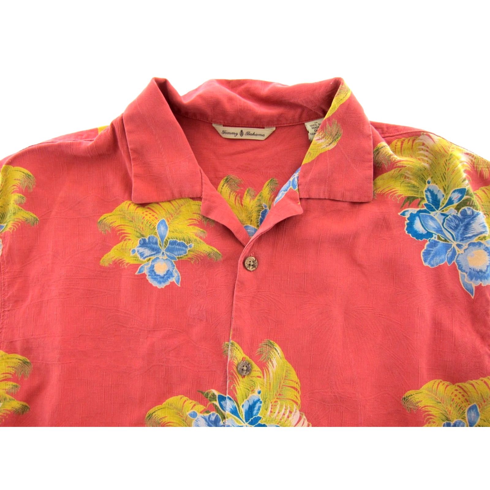 Tommy Bahama Tommy Bahama 100% Silk Pink Blue Yellow Short Sleeve Hawaiian Shirt Men Medium Size US M / EU 48-50 / 2 - 4 Thumbnail
