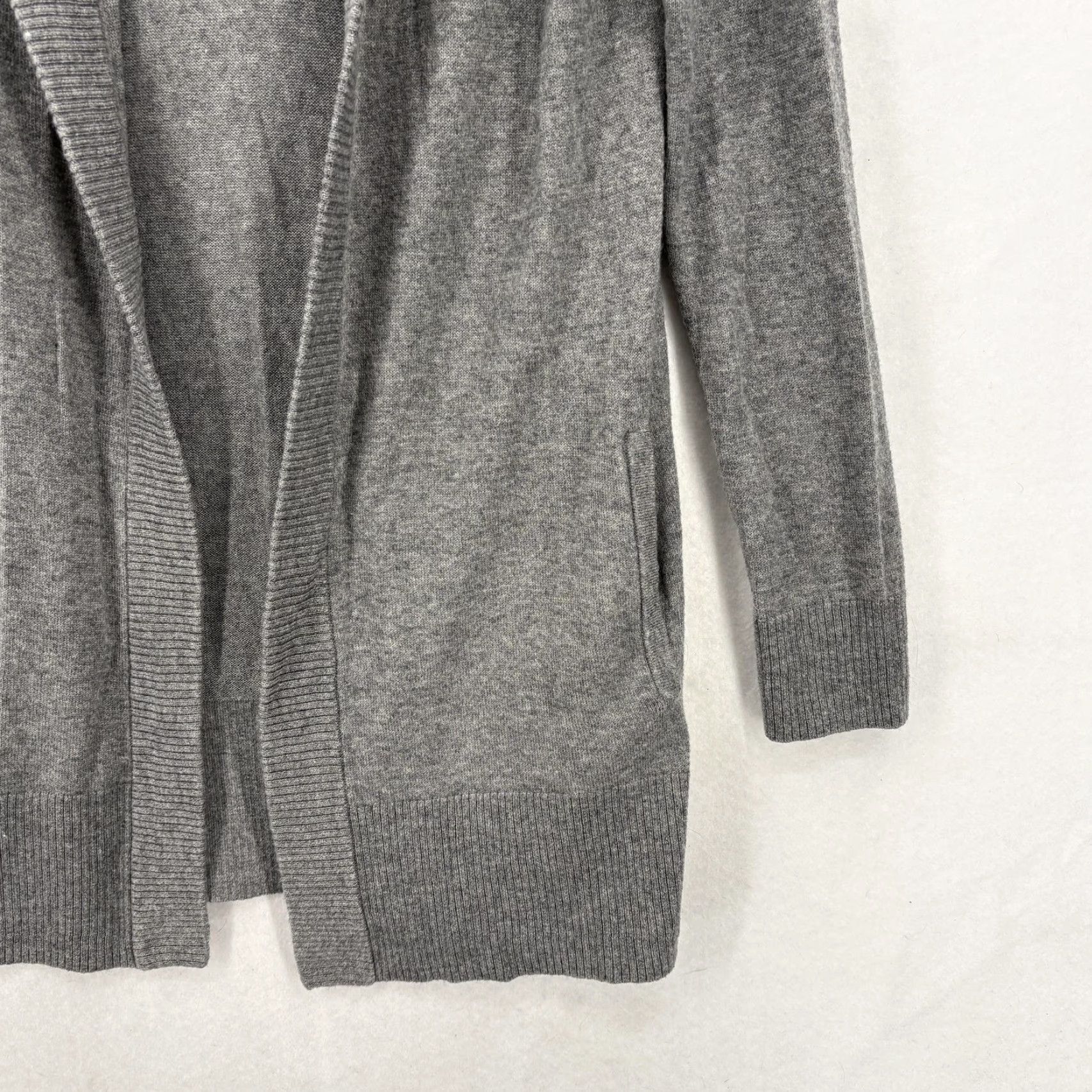 Theory Theory Cardigan Sweater Womens Small Gray Hooded Open Front Pockets Merino Knit Size S / US 4 / IT 40 - 3 Thumbnail