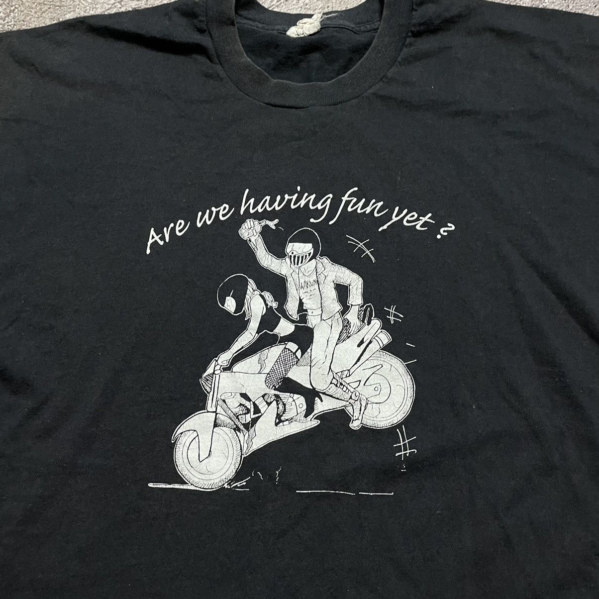 Band Tees Vintage ADULT “ ARE WE FUN YET BIKE GIRL LOGO “ SLOGAN Tee Size US L / EU 52-54 / 3 - 2 Thumbnail