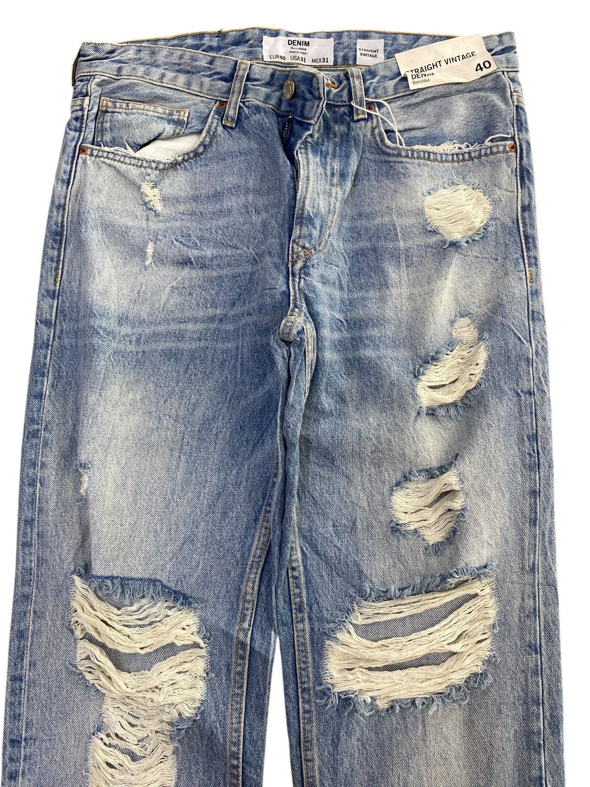 Japanese Brand Japanese Brand Acid Blue Wash Style Distressed Jeans Size US 32 / EU 48 - 2 Thumbnail