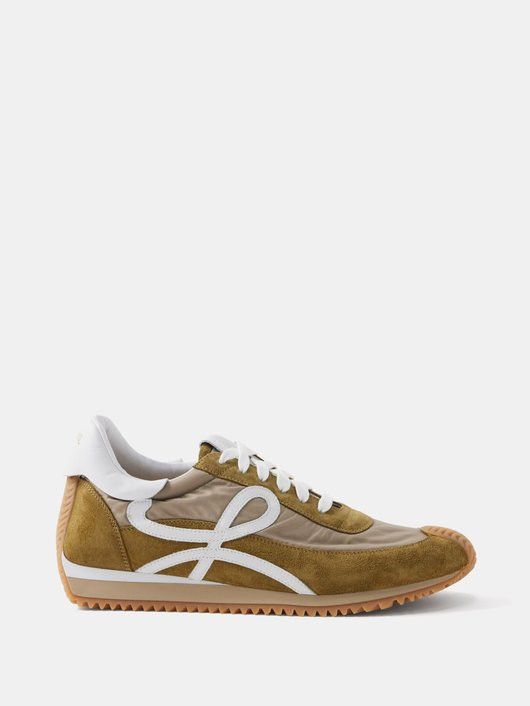 image of Loewe Suede Nylon Sneakers in Brown, Men's (Size 9)