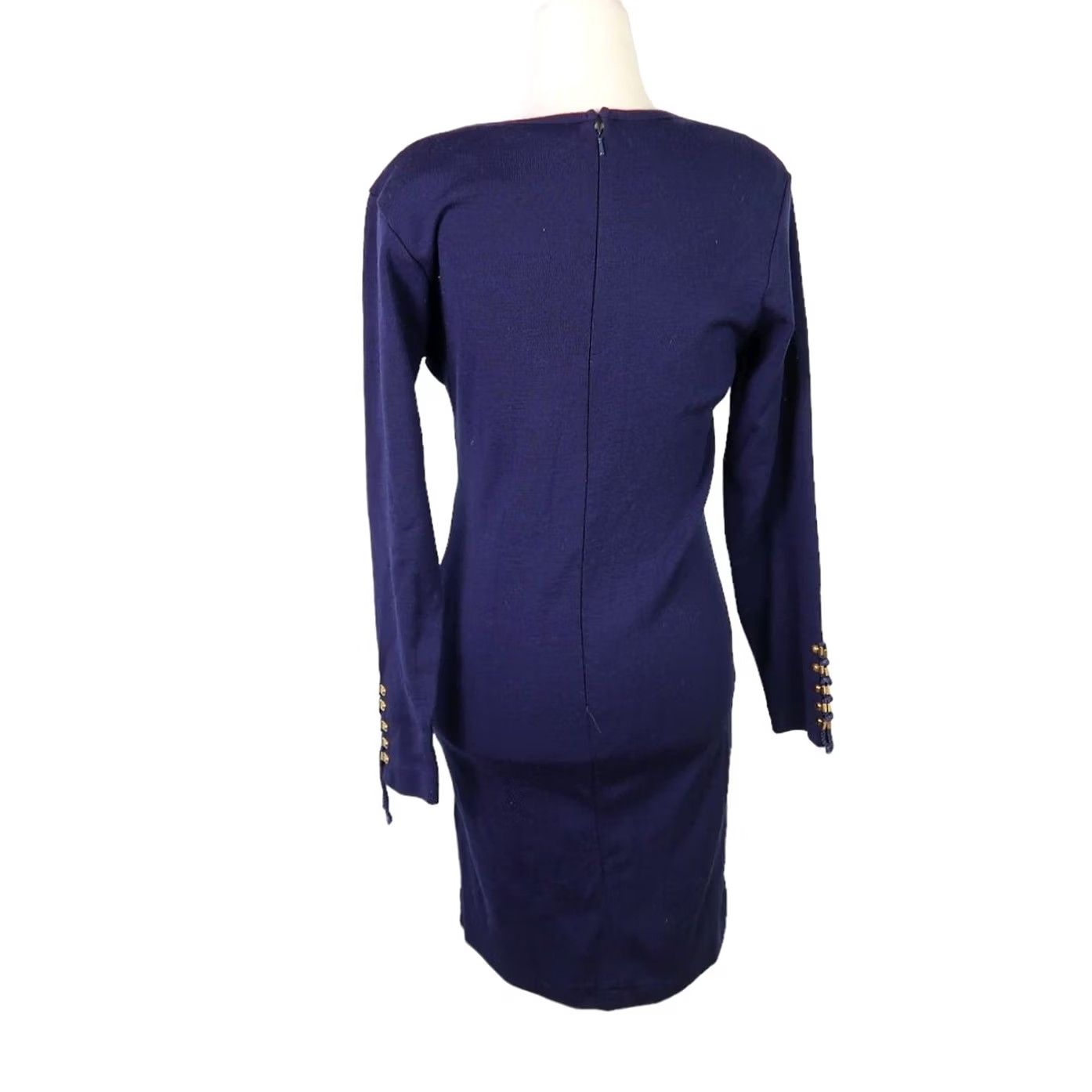 Vintage VINTAGE 90s CDC Navy Blue Long Sleeve Sweater Knit Mini Dress S Women Size S / US 4 / IT 40 - 4 Thumbnail