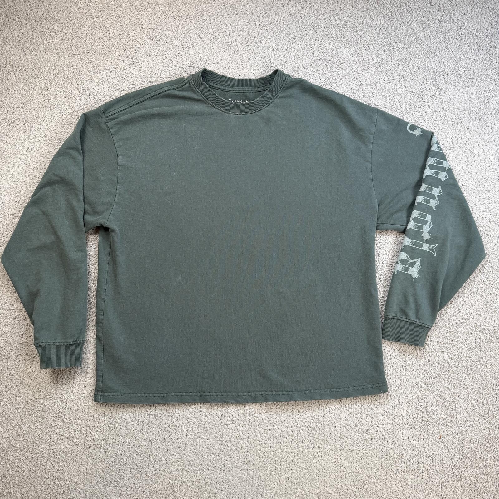 YoungLA YoungLA Long Sleeve Shirt Mens M Boxy Streetwear Gym Green Size US M / EU 48-50 / 2 - 1 Thumbnail