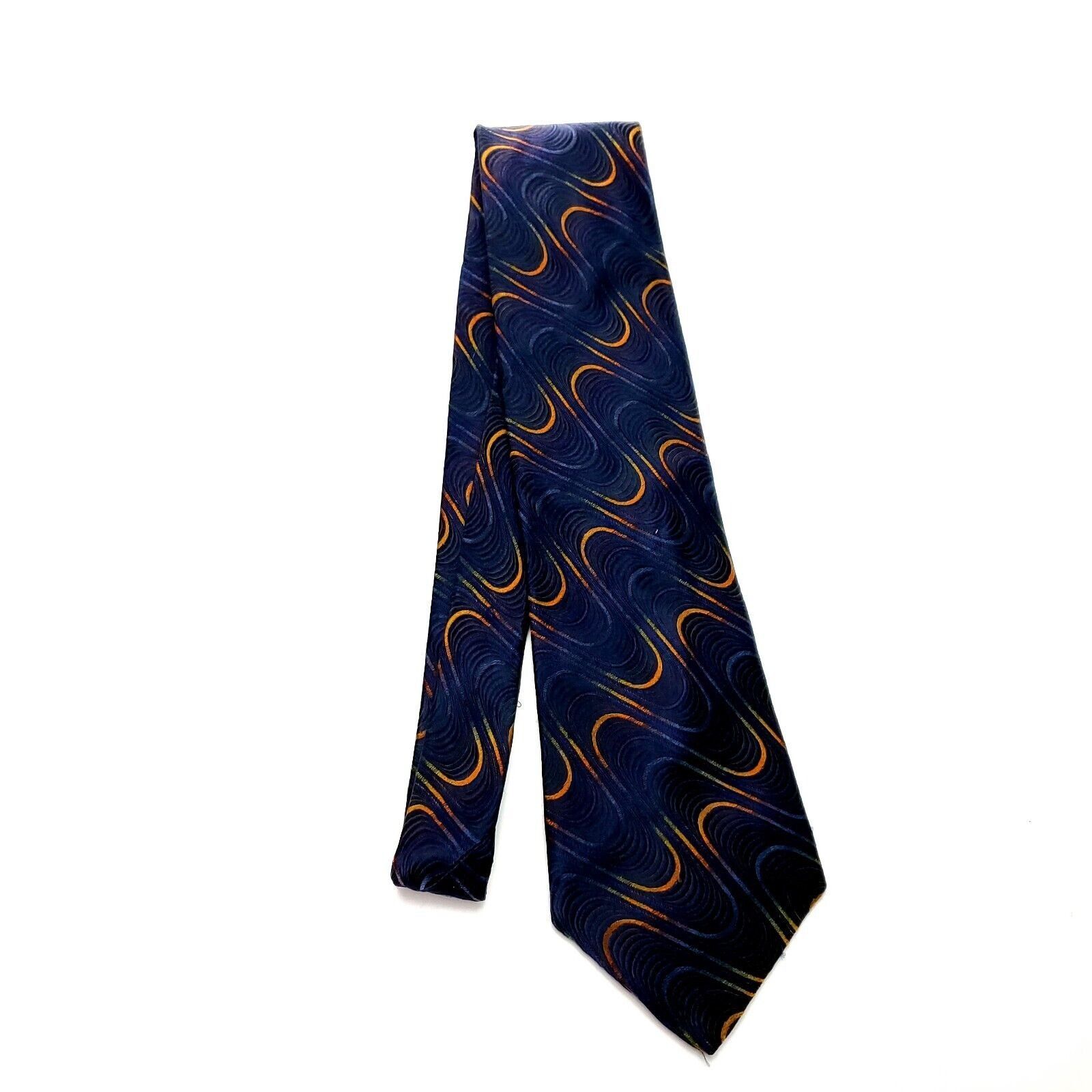 Barneys New York Barney's New York Dark Blue Silk Tie Woven Long Graphic Nove Size ONE SIZE - 6 Thumbnail