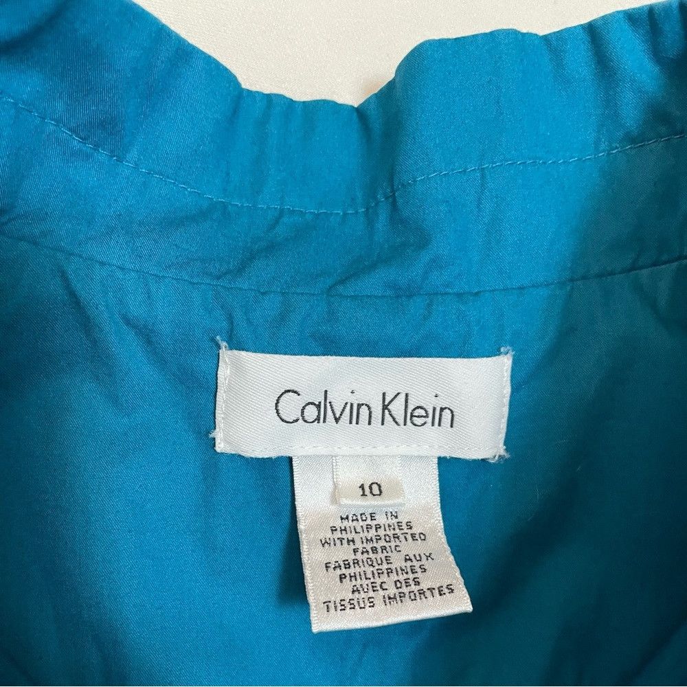 Calvin Klein Calvin Klein Cotton Drawstring Sleeveless Turquoise Mini Dr Size L / US 10 / IT 46 - 7 Thumbnail