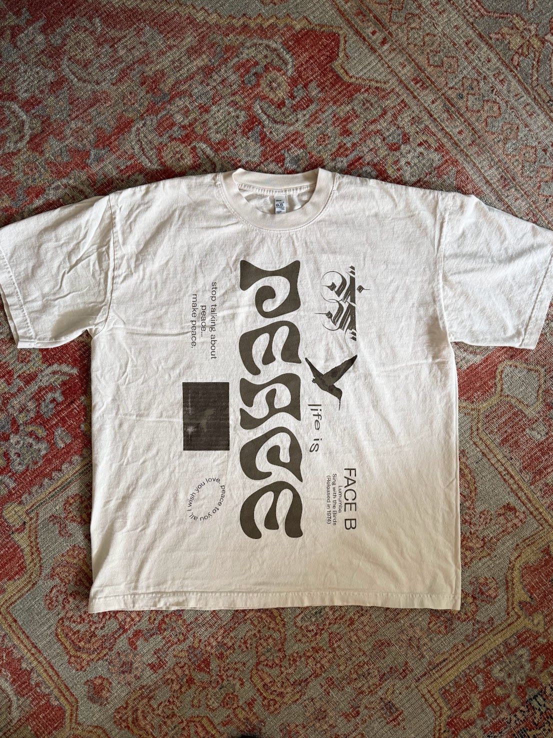 ALL CAPS STUDIO ACS x Blue In Green - The Lumumba Tee Peace & Love Creme Size US L / EU 52-54 / 3 - 1 Thumbnail