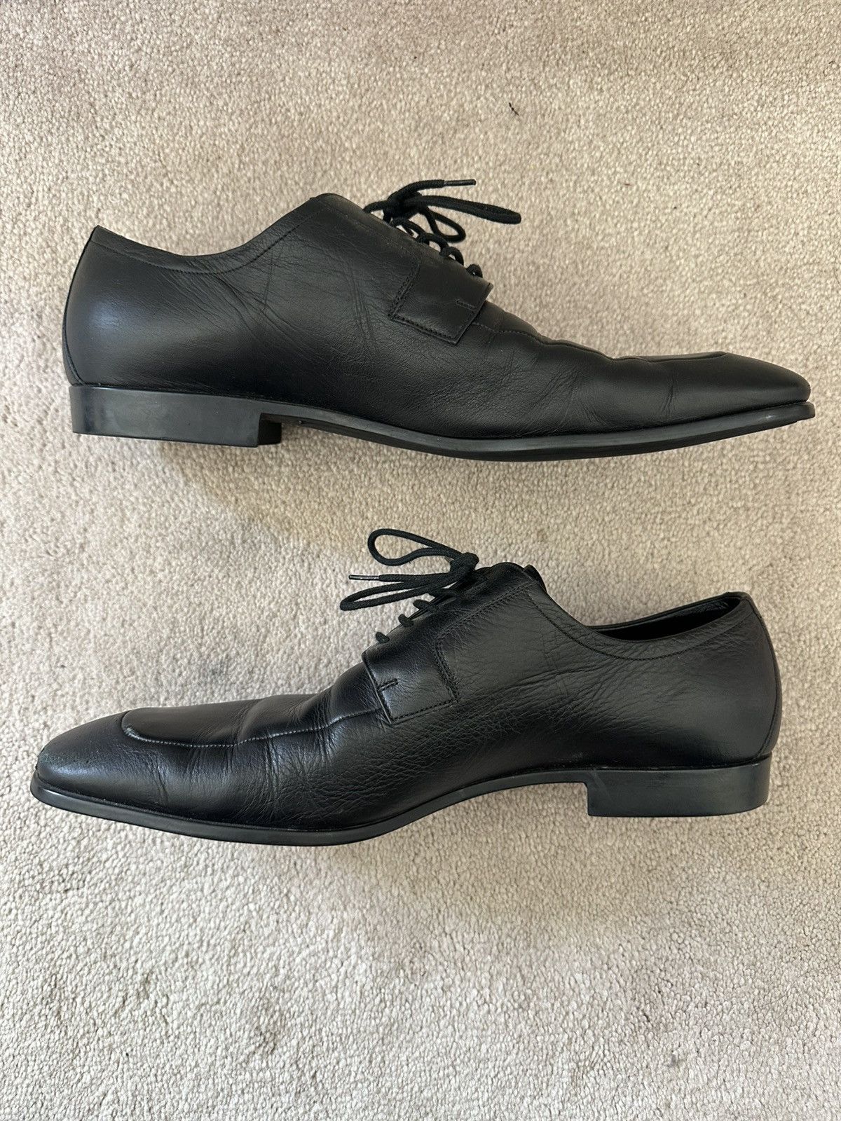 Gucci Gucci Black Leather Square Toe Lace Up Shoes Made in Italy Size US 10 / EU 43 - 5 Thumbnail