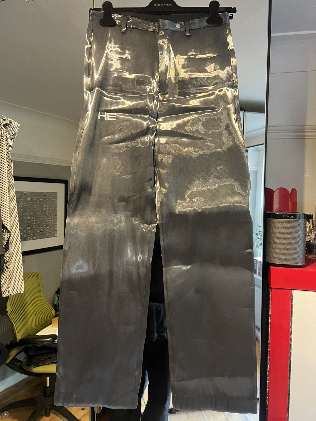 Heliot Emil Silver Liquid Metal Pants IT46/Small