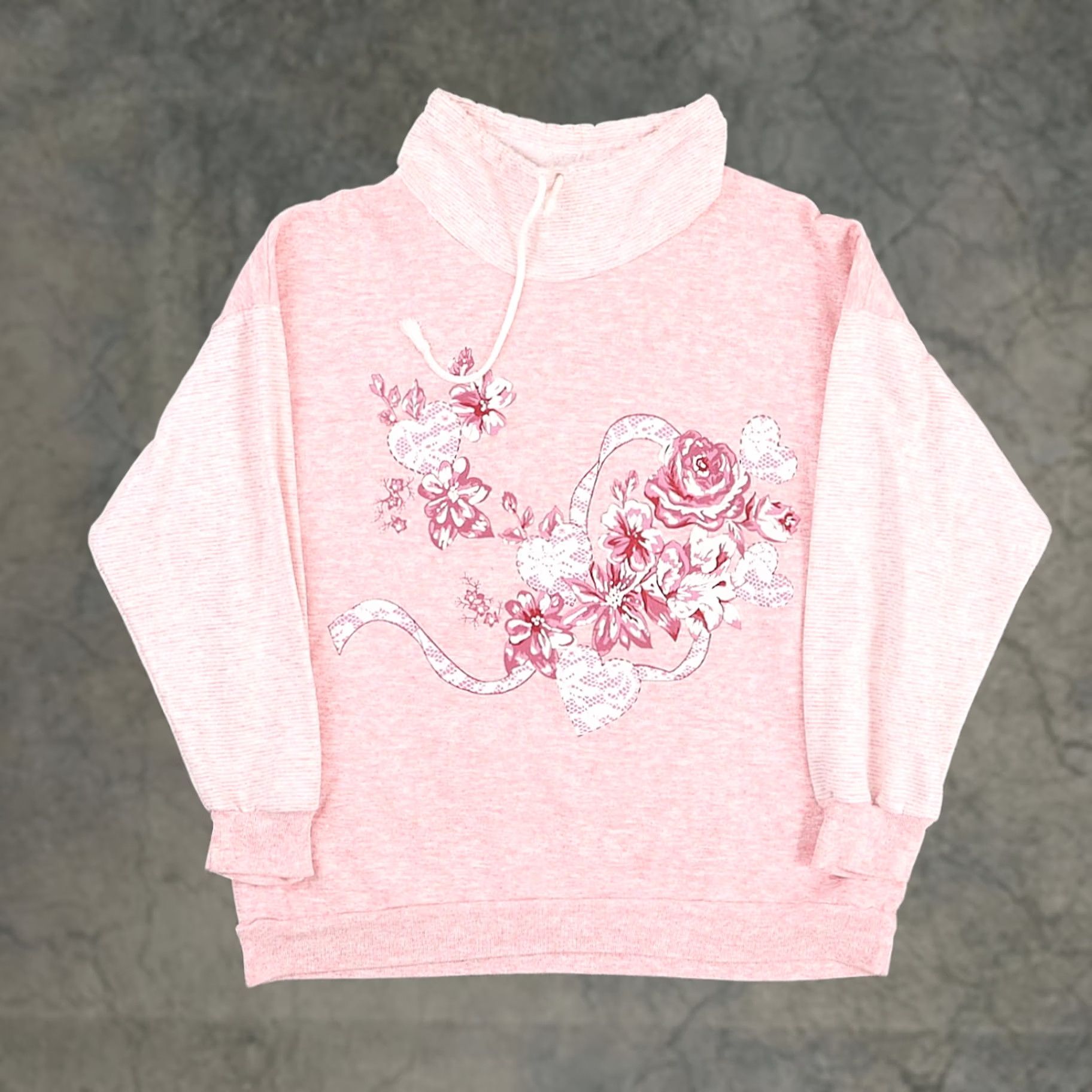 Vintage VINTAGE Women's Sweatshirt Pink 90s Floral Roses Made in USA XL Long Sleeve Pullover Sweatshirt Womens Size XL / US 12-14 / IT 48-50 - 1 Thumbnail