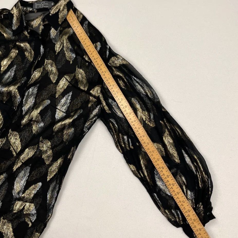 Vintage VINTAGE Jerry Garcia Shirt Womens M Black Gold Metallic Feather Sheer Button Front Size M / US 6-8 / IT 42-44 - 7 Thumbnail