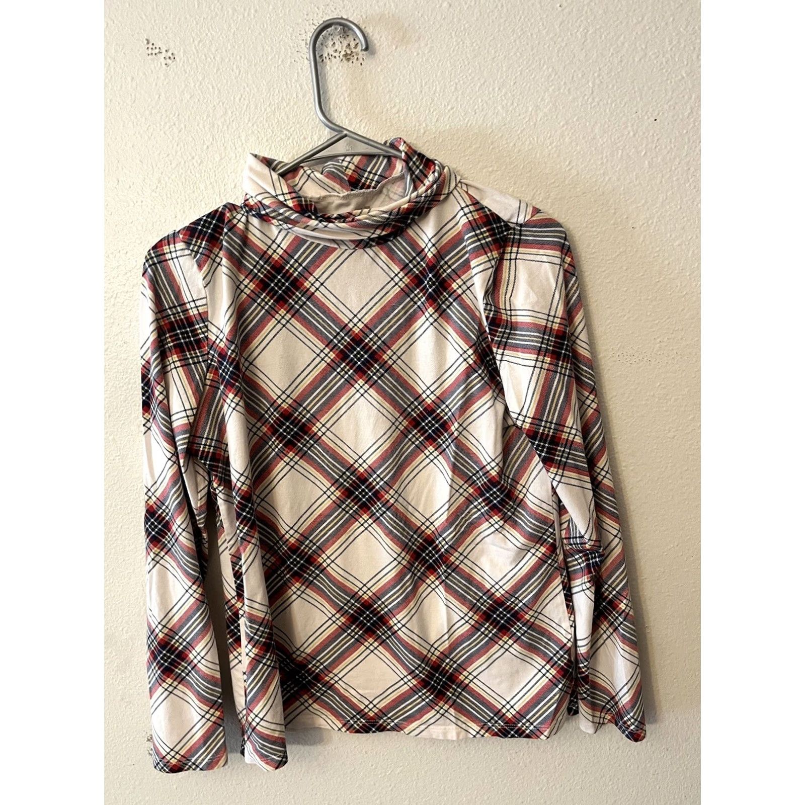 Talbots Talbots Top Womens M Multicolor Plaid Turtleneck T-Shirt Long Sleeve Casual Pullover Knit Cotton Blend Regular Size M / US 6-8 / IT 42-44 - 2 Thumbnail
