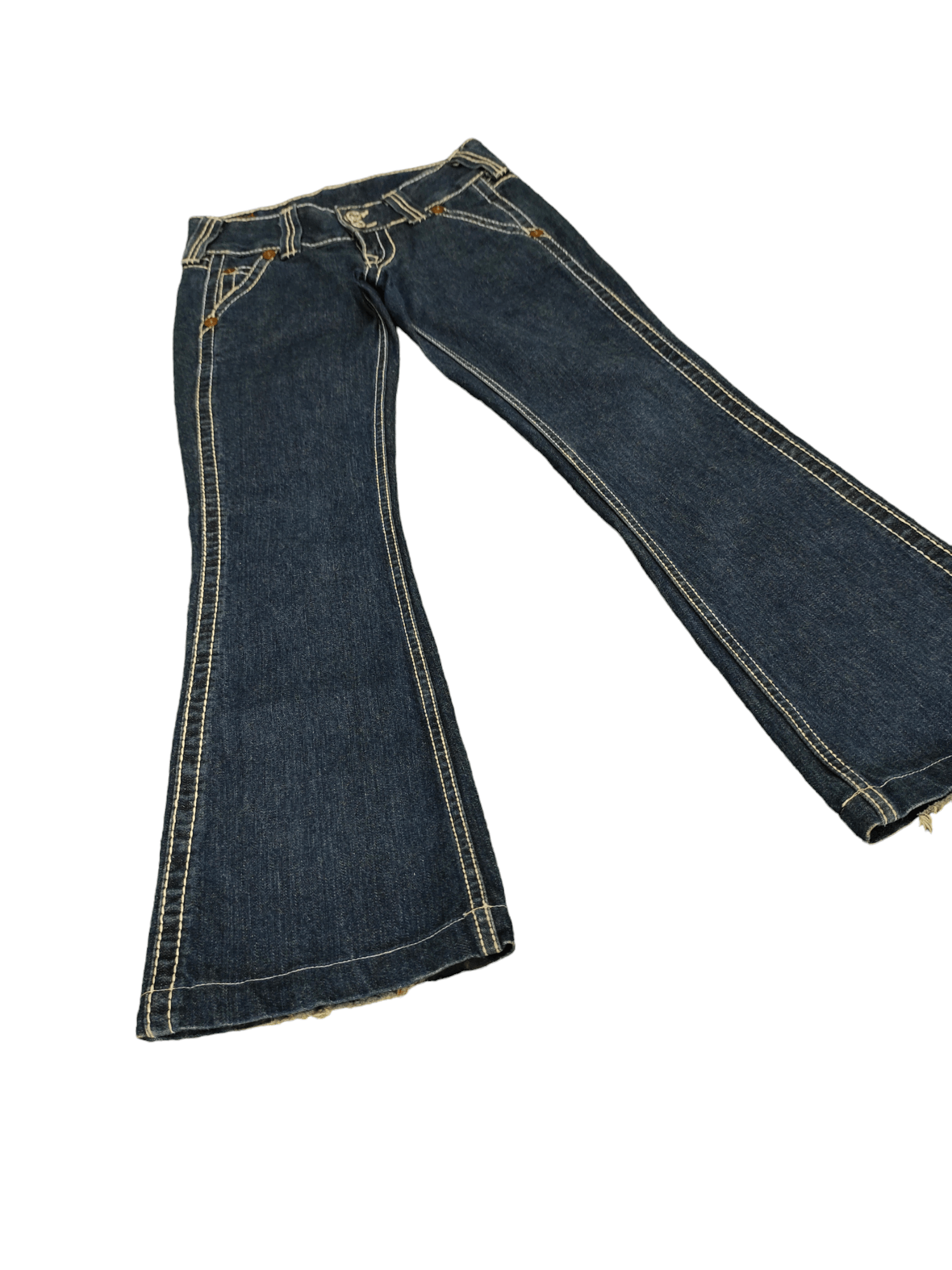 True Religion Flare Jeans True Religion Big Stitch Denim Bootcut Low Rise Size 27" / US 4 / IT 40 - 2 Thumbnail