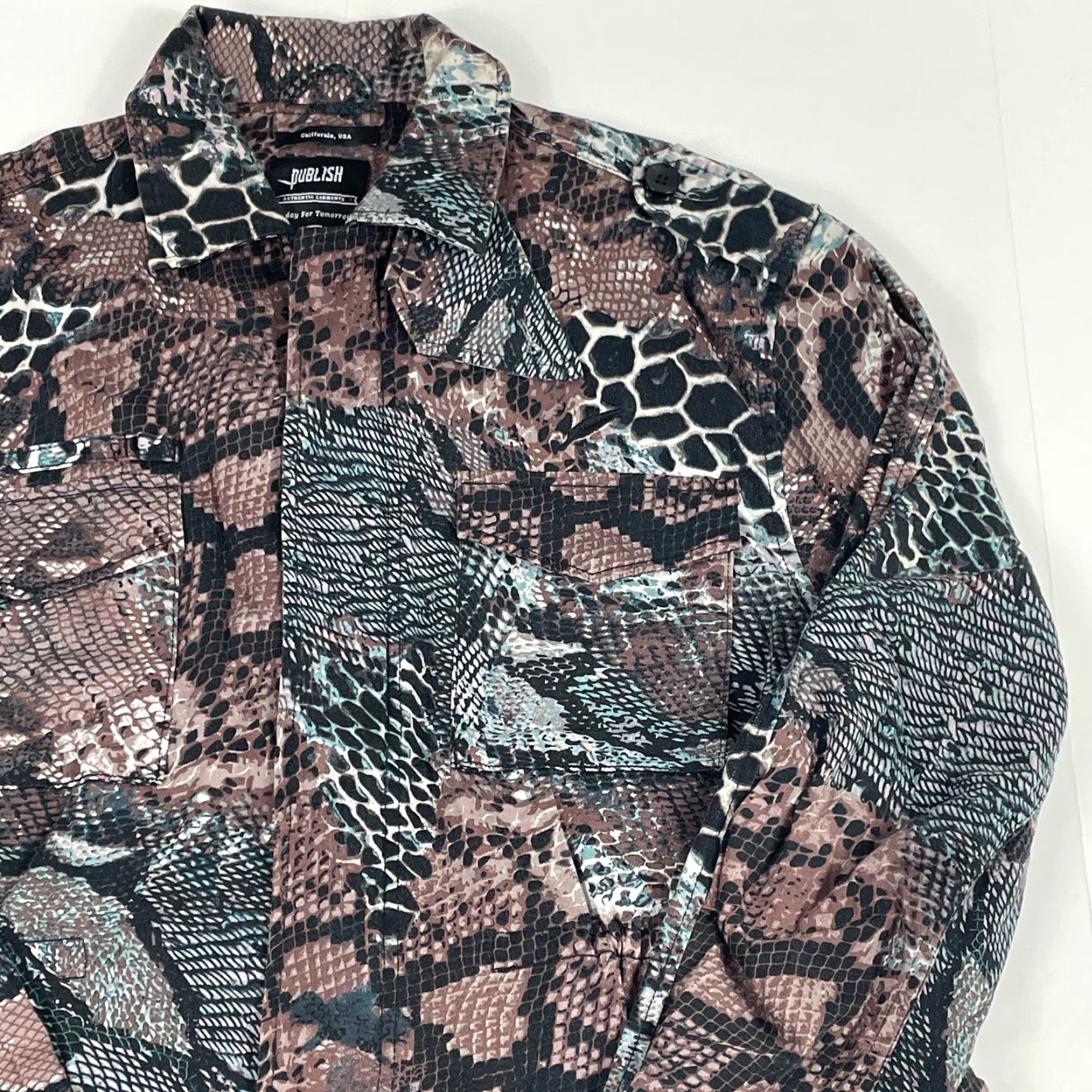 Skin Publish Outfit Womens XL Brown Snake Skin Jacket Pants Set Viper Python Snakeskin Casual Size 40" / US 18 - 4 Thumbnail