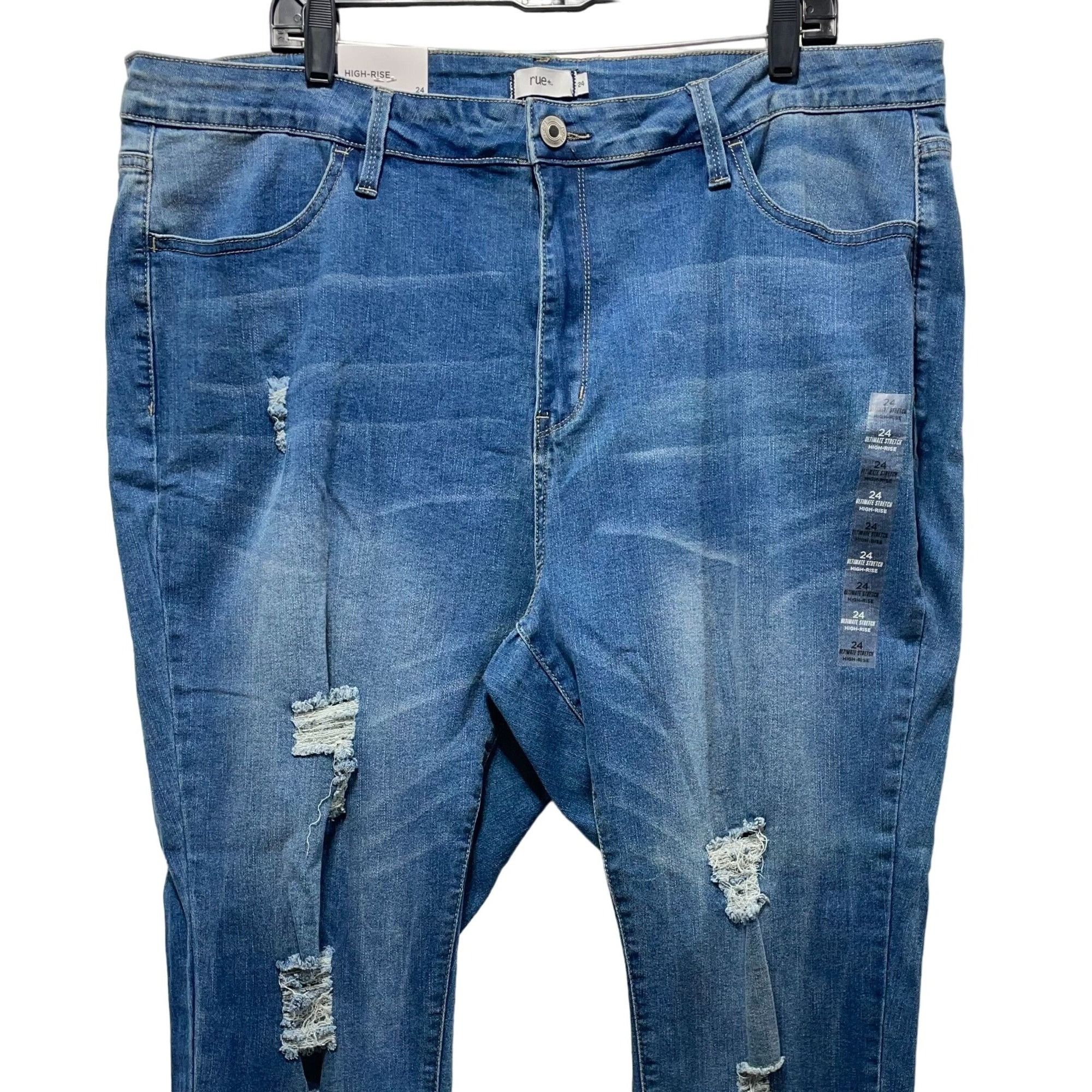Other Rue + - Women's Ultimate Stretch High-Rise Jeans Distressed Size 42" / US 20 - 12 Thumbnail