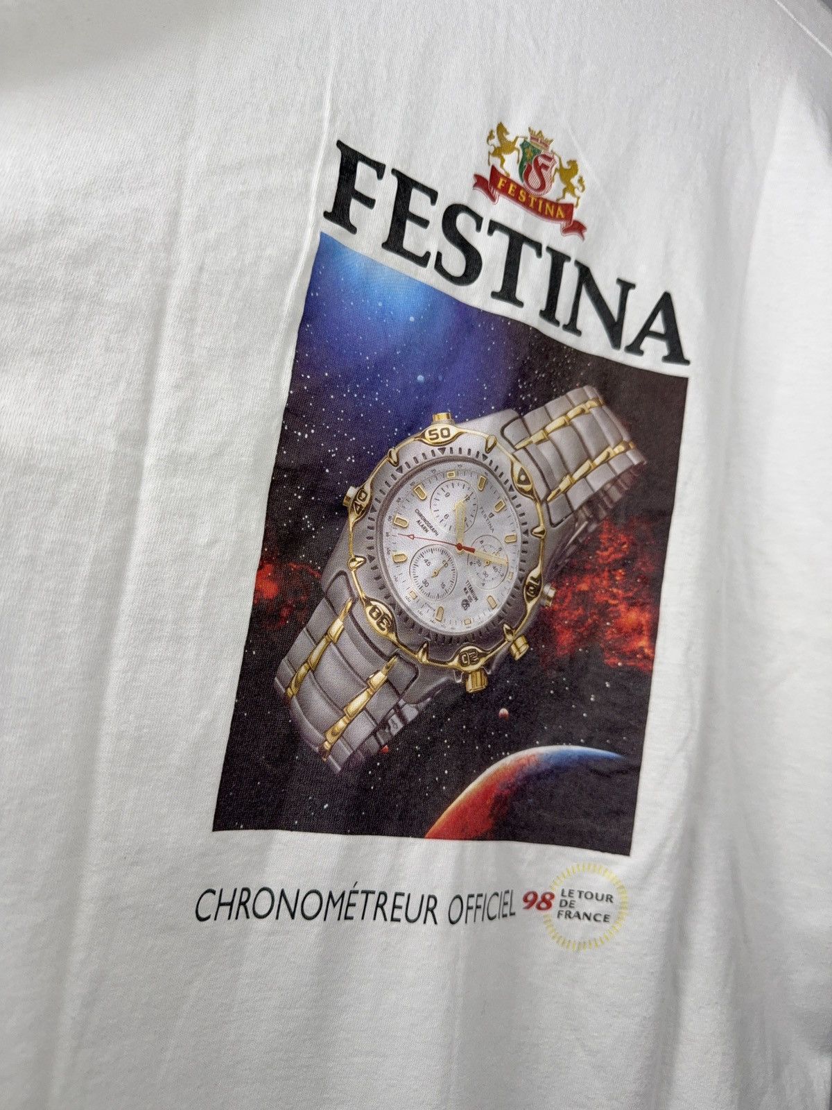 Vintage Vintage Retro 1998 Festina Tour de France Promo Watch Tee L Size US L / EU 52-54 / 3 - 13 Thumbnail