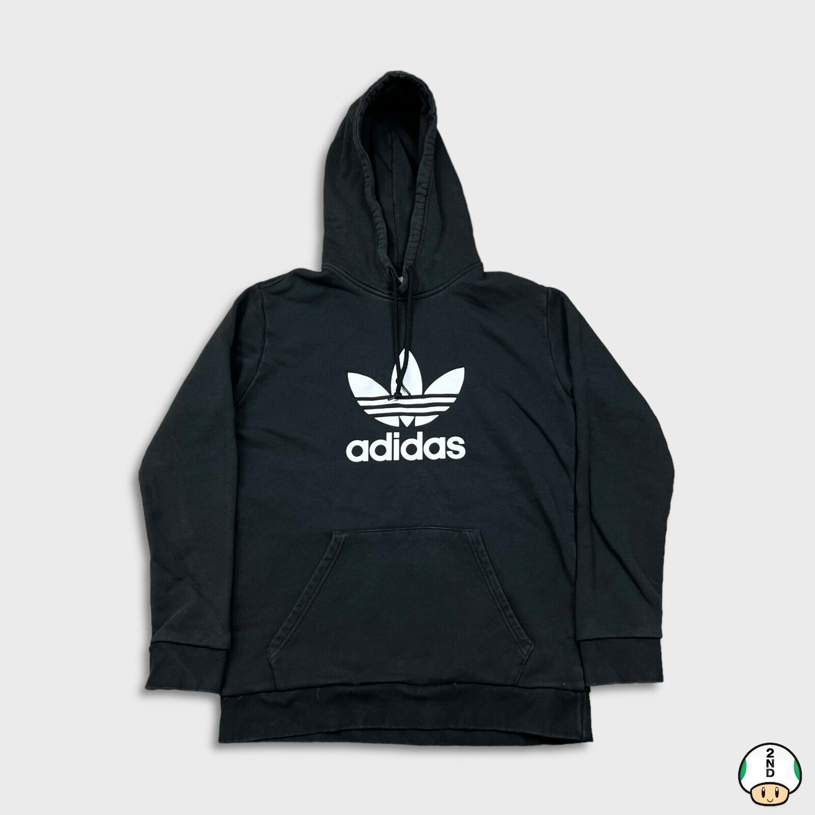 Adidas × Vintage Adidas Hoodie Medium Trefoil Spell Out Hooded Sweatshirt Size US M / EU 48-50 / 2 - 1 Thumbnail