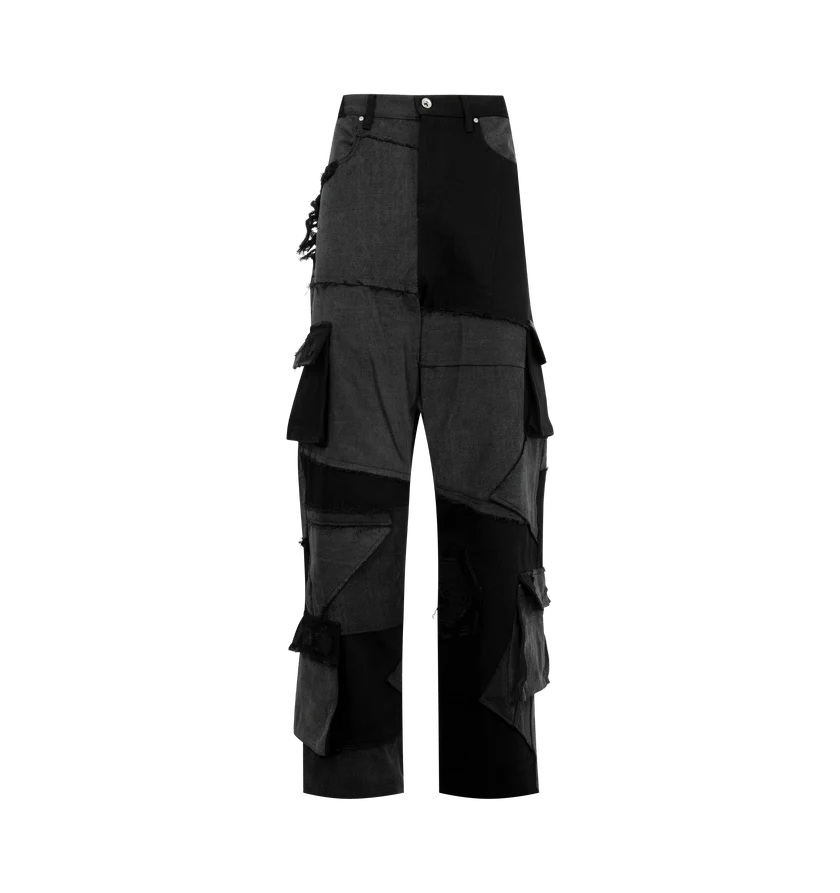 Who Decides War o1h1sh11225 Destroyed Paneled Cargo in Black/Grey Size US 32 / EU 48 - 1 Thumbnail