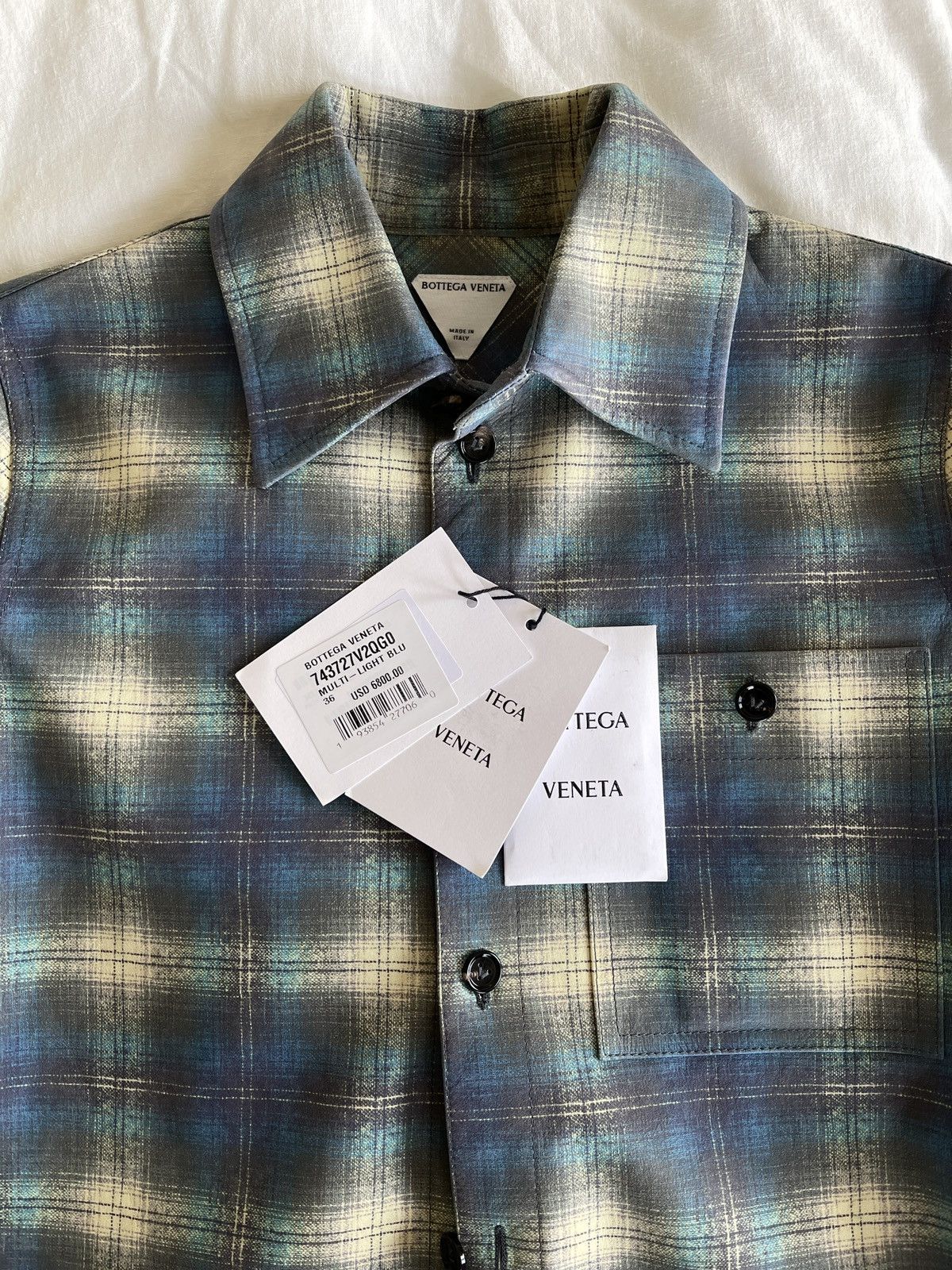Bottega Veneta Runway Flannel Printed Leather Shirt BNWT Size XS / US 0-2 / IT 36-38 - 4 Thumbnail