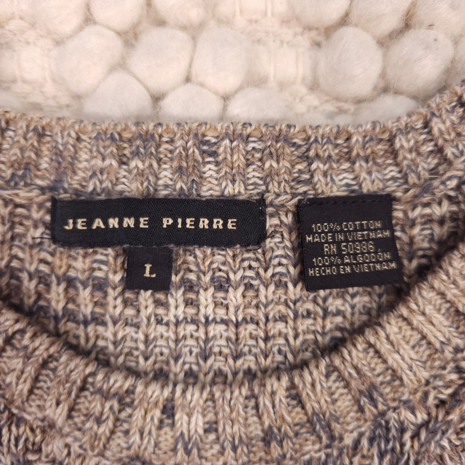 Other Jeanne Pierre Knit Cotton Sweater Beige Gray Sz Large Size L / US 10 / IT 46 - 6 Thumbnail