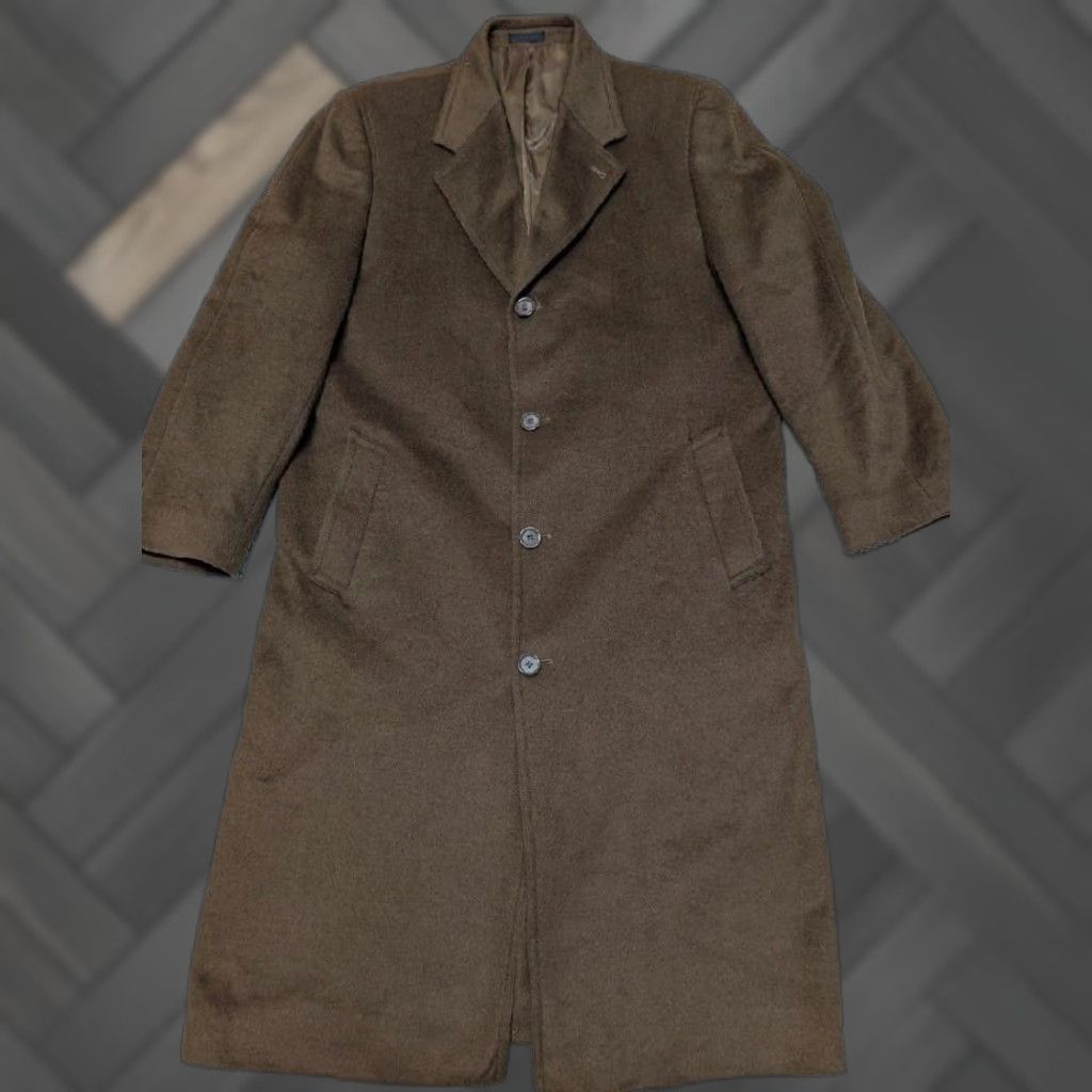 Sean John VINTAGE Sean John Overcoat Coat Mens 42R Brown Flannel Wool Long 1990s 90s Size US XS / EU 42 / 0 - 1 Thumbnail