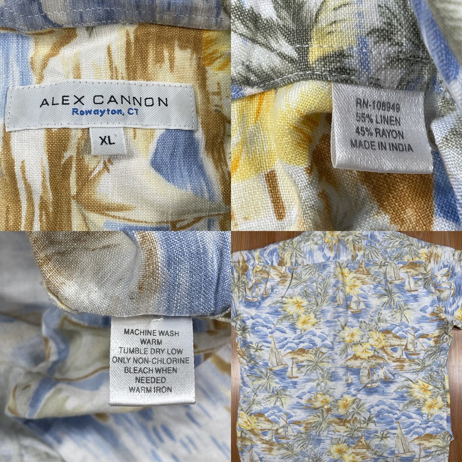 Canon Alex Cannon Shirt Mens XL Extra Large Linen Rayon Hawaiian ButtonUp Short Sleeve Size US XL / EU 56 / 4 - 8 Thumbnail