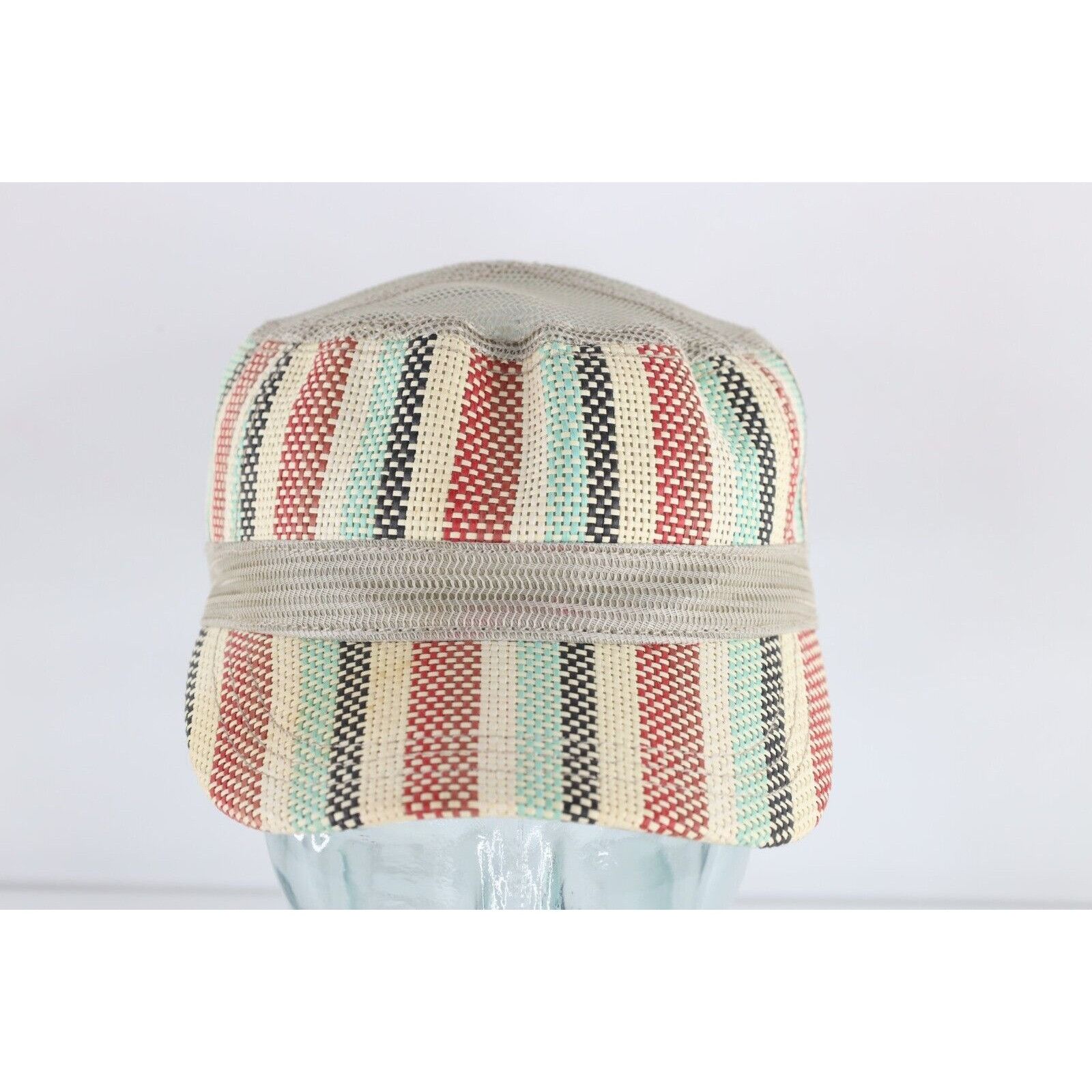 Vintage Deadstock Vintage Rainbow Straw Weave Adjustable Hat Size ONE SIZE - 1 Thumbnail
