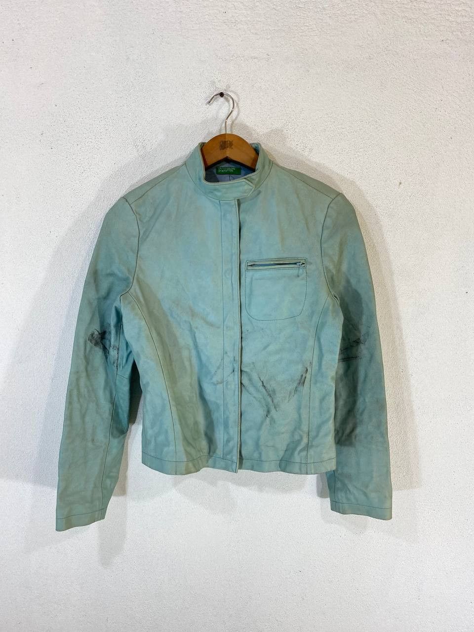 image of Avant Garde x Leather Jacket Vintage United Colors Of Benetton Leather Jacket Nice Design in Light 