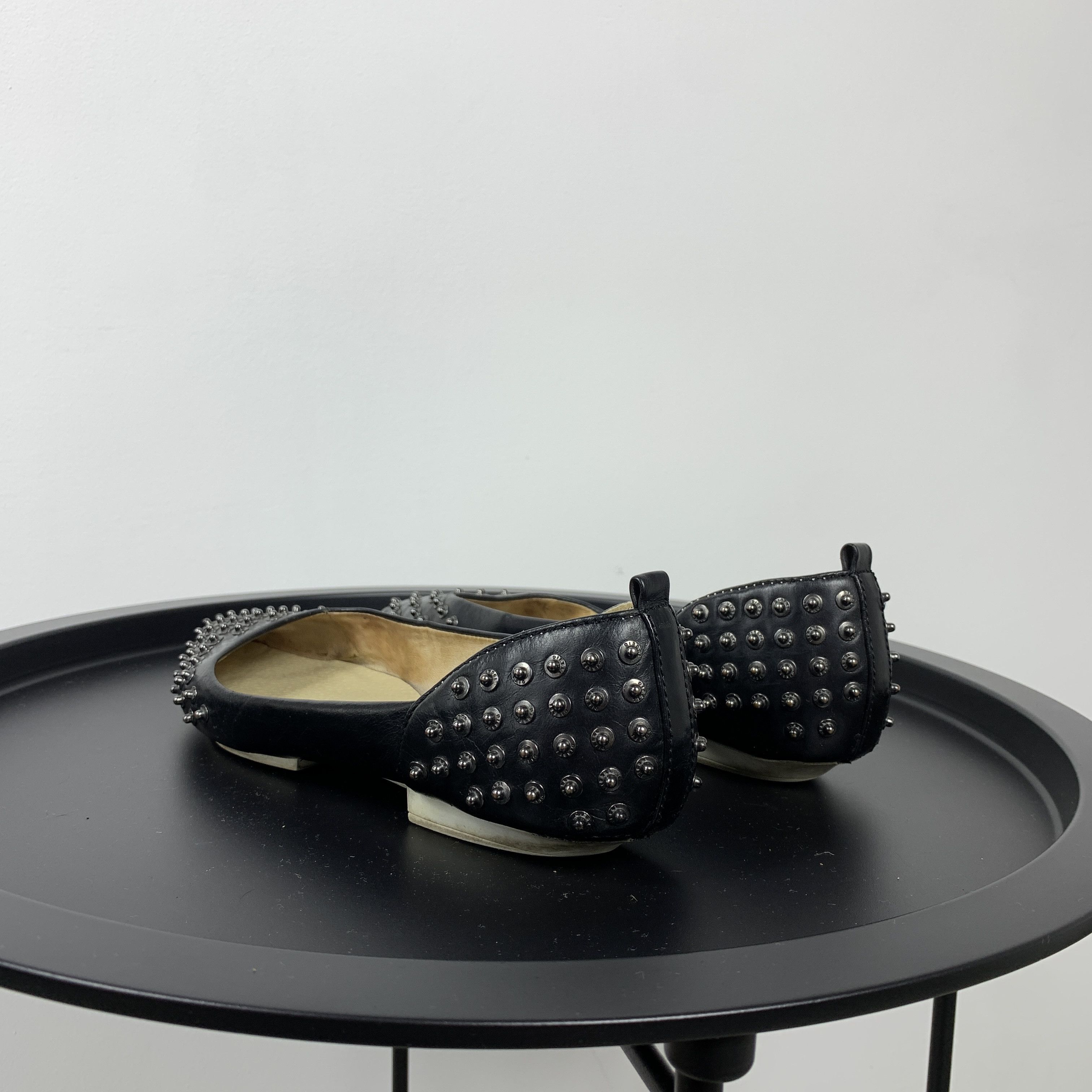 Diesel Vintage Diesel Y2K Rare Black Leather Flats Rivet Shoes Size US 8.5 / IT 38.5 - 8 Thumbnail