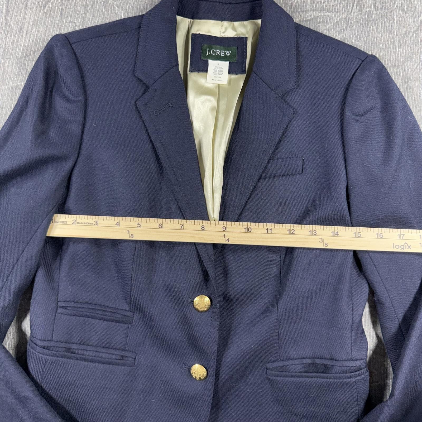 J.Crew J.Crew Blazer Women's 2 Blue Schoolboy Wool Blend Size XS / US 0-2 / IT 36-38 - 4 Thumbnail