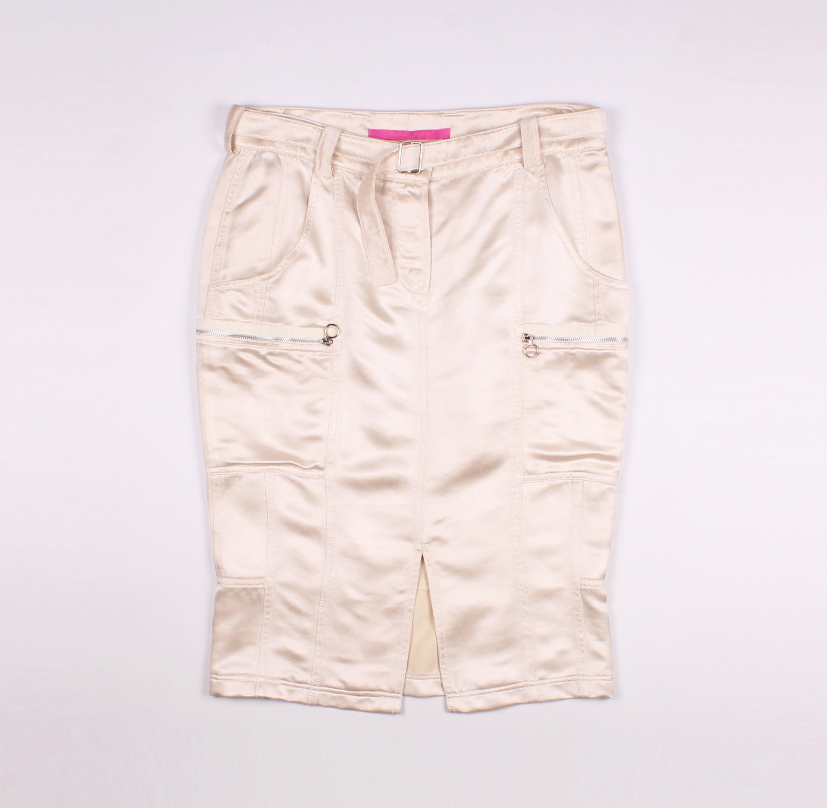 Emanuel Ungaro × Vintage Emanuel Ungaro Vintage Beige Silk Midi Skirt Size 30" / US 8 / IT 44 - 4 Thumbnail