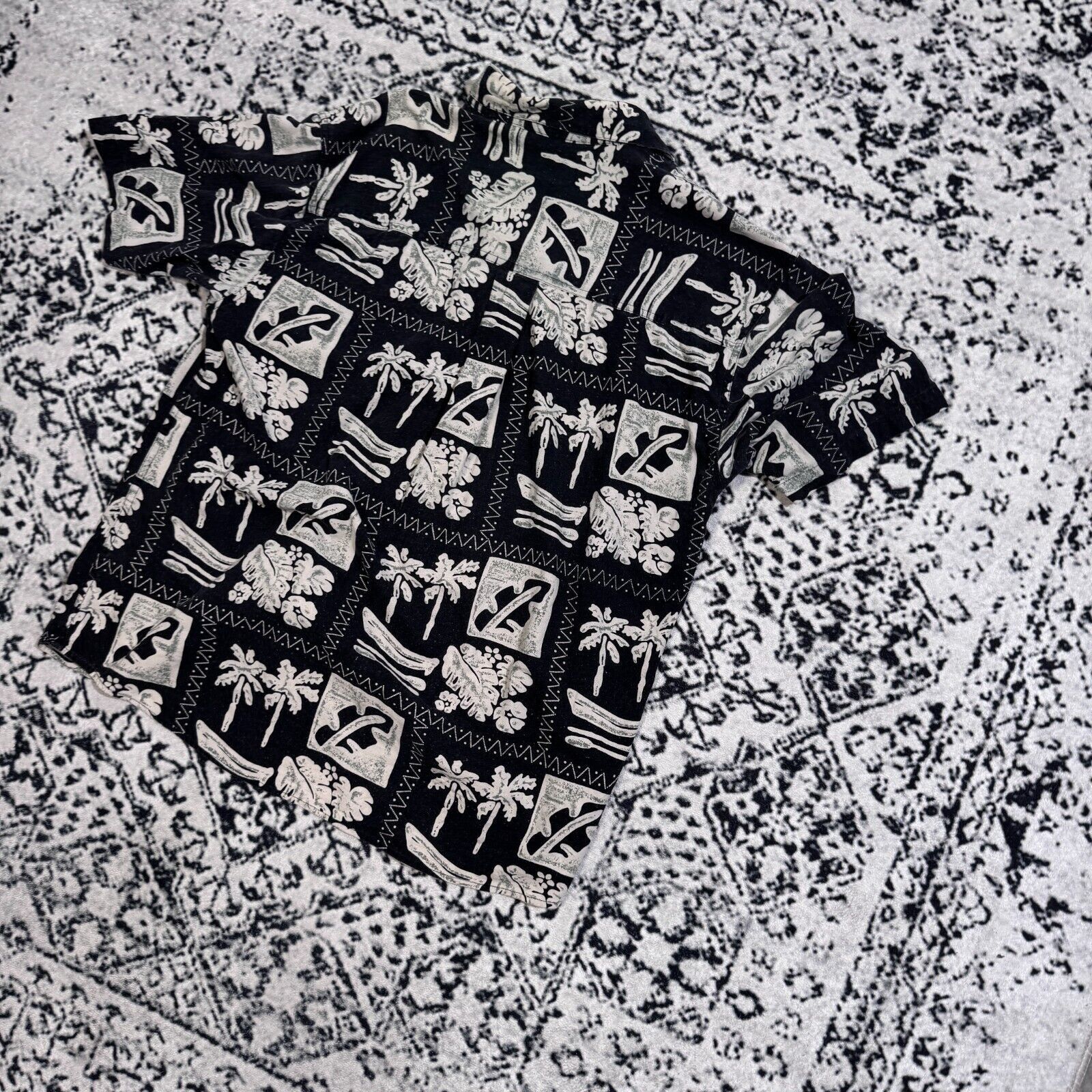 Vintage Vintage Black White Cotton Silk Shirt Size L 90s Hawaii Y2K Size US L / EU 52-54 / 3 - 10 Thumbnail