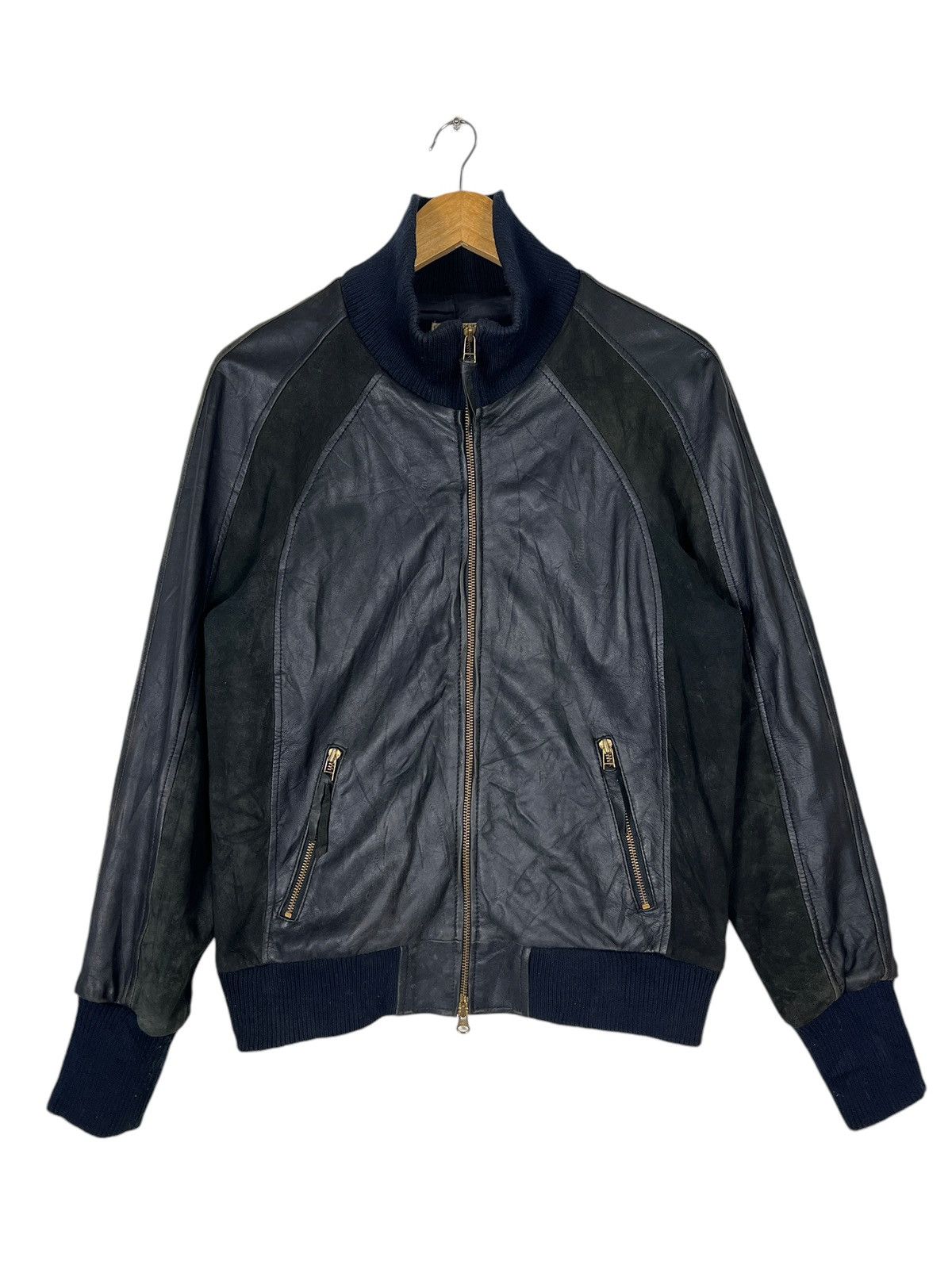 Japanese Brand 🔥 ACOUSTIC SHEEPSKIN LEATHER BOMBER JACKET HIGH COLAR Size US S / EU 44-46 / 1 - 2 Thumbnail