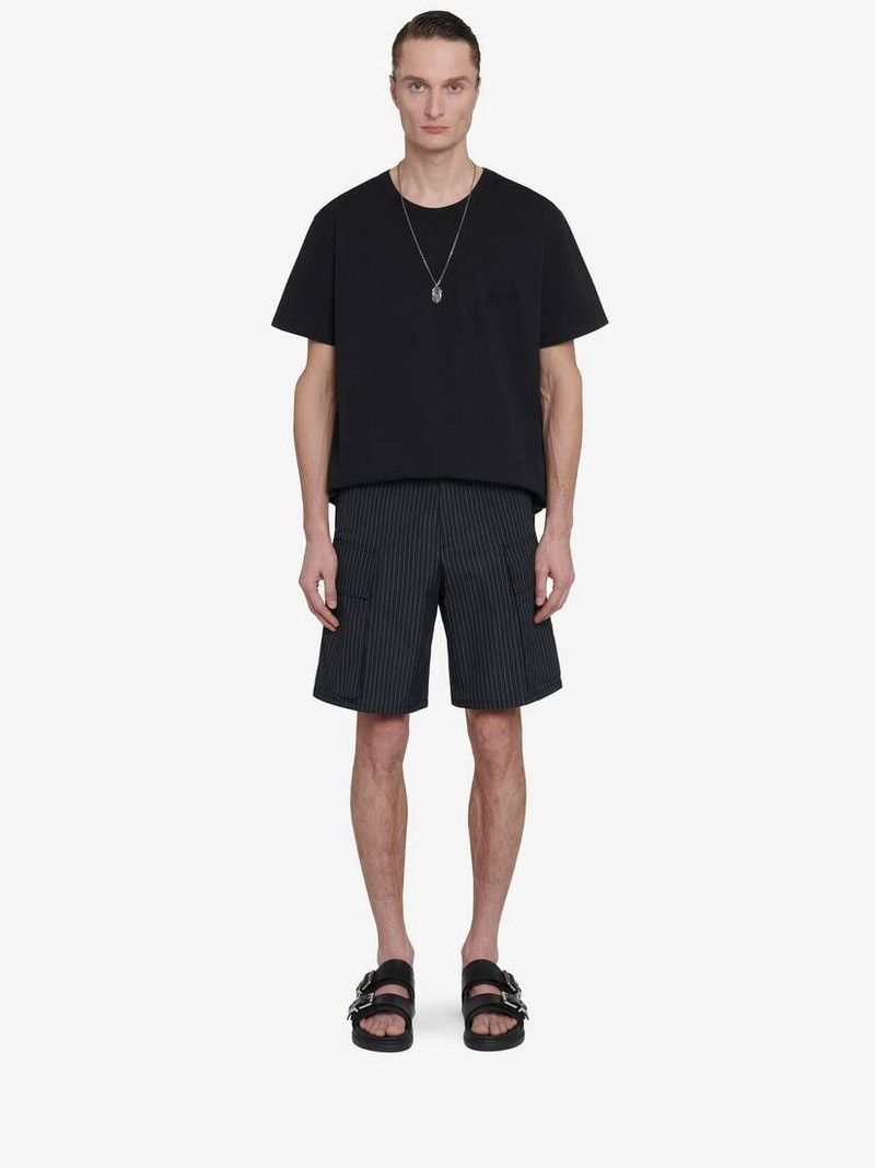 Alexander McQueen o1srvl11e0226 Pinstripe Cargo Shorts In Black/White Size US 36 / EU 52 - 4 Thumbnail