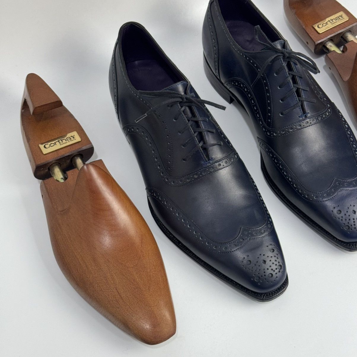 Corthay Corthay Bespoke Wingtip Oxford Navy Blue PatinaLeather Shoes Size US 10 / EU 43 - 4 Thumbnail