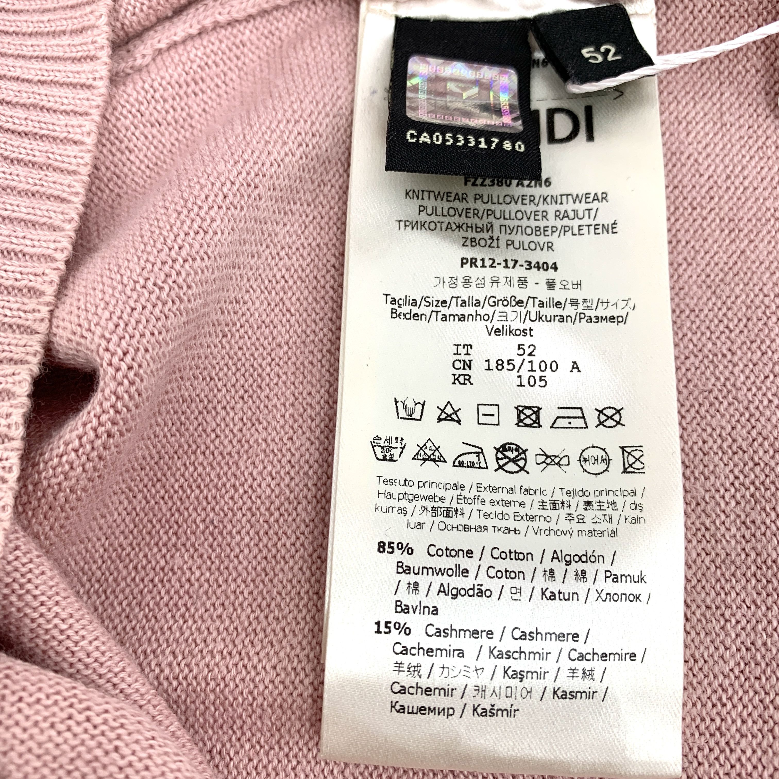 Fendi Fendi Pink & Brown Cotton Knit Sweater (Size L) Size L / US 10 / IT 46 - 3 Thumbnail