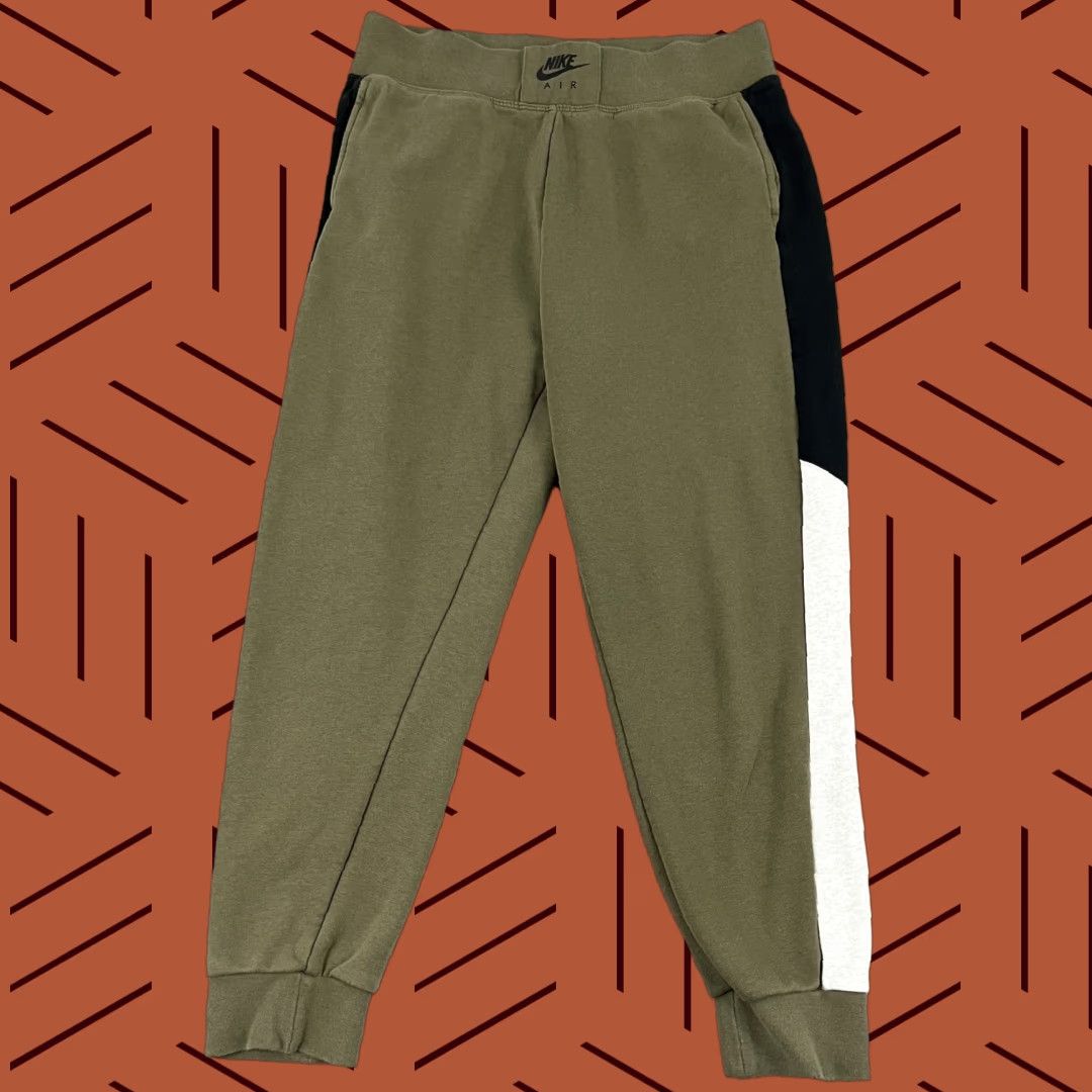 Nike VINTAGE Nike Air Sportswear Fleece Joggers Women Large / 26" Green Gray Black Sweatpants Size 36" / US 14 / IT 50 - 1 Thumbnail