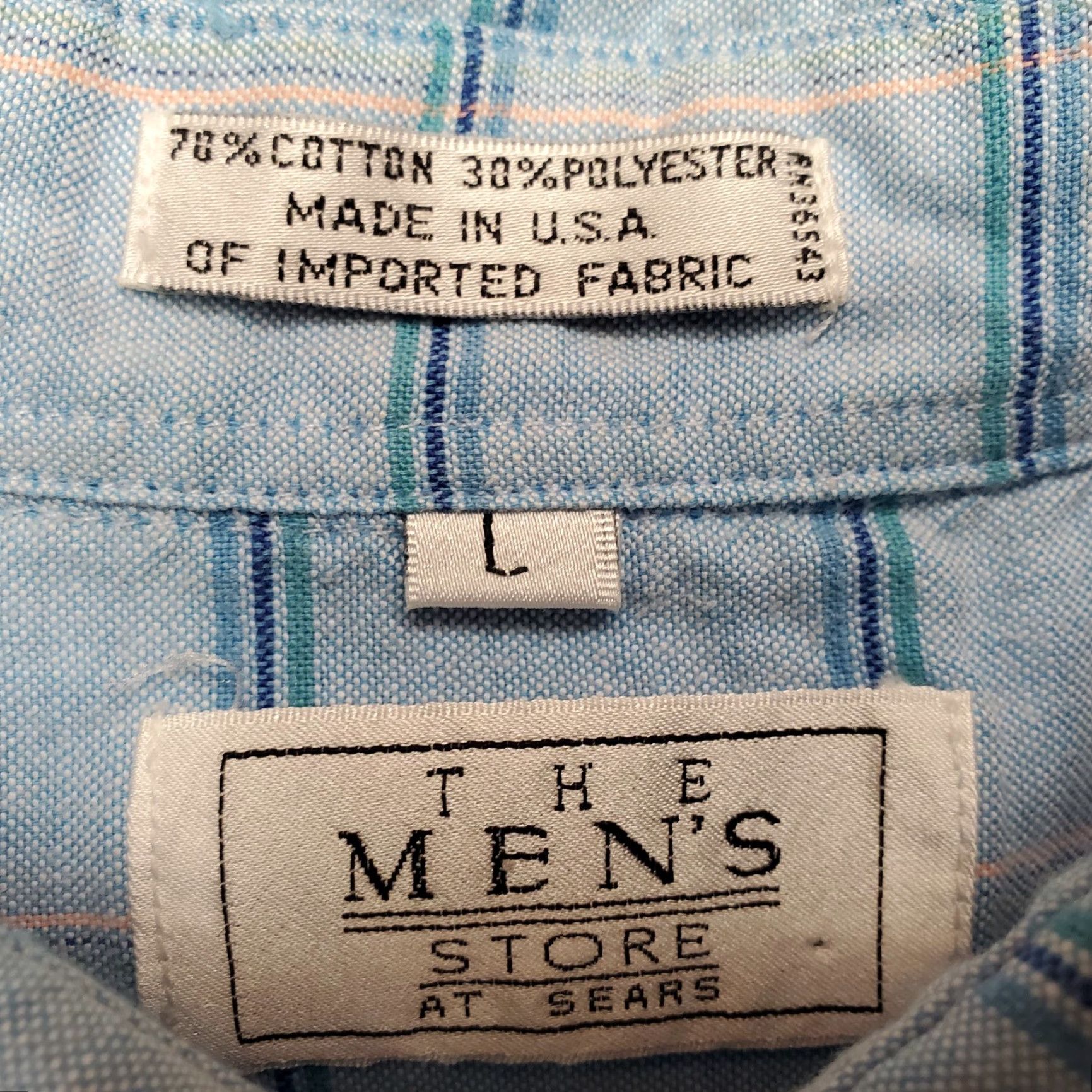 Sears VINTAGE The Mens Store Shirt Mens L Blue Short Sleeve Sears Made in USA Dad Shirt Size US L / EU 52-54 / 3 - 6 Thumbnail