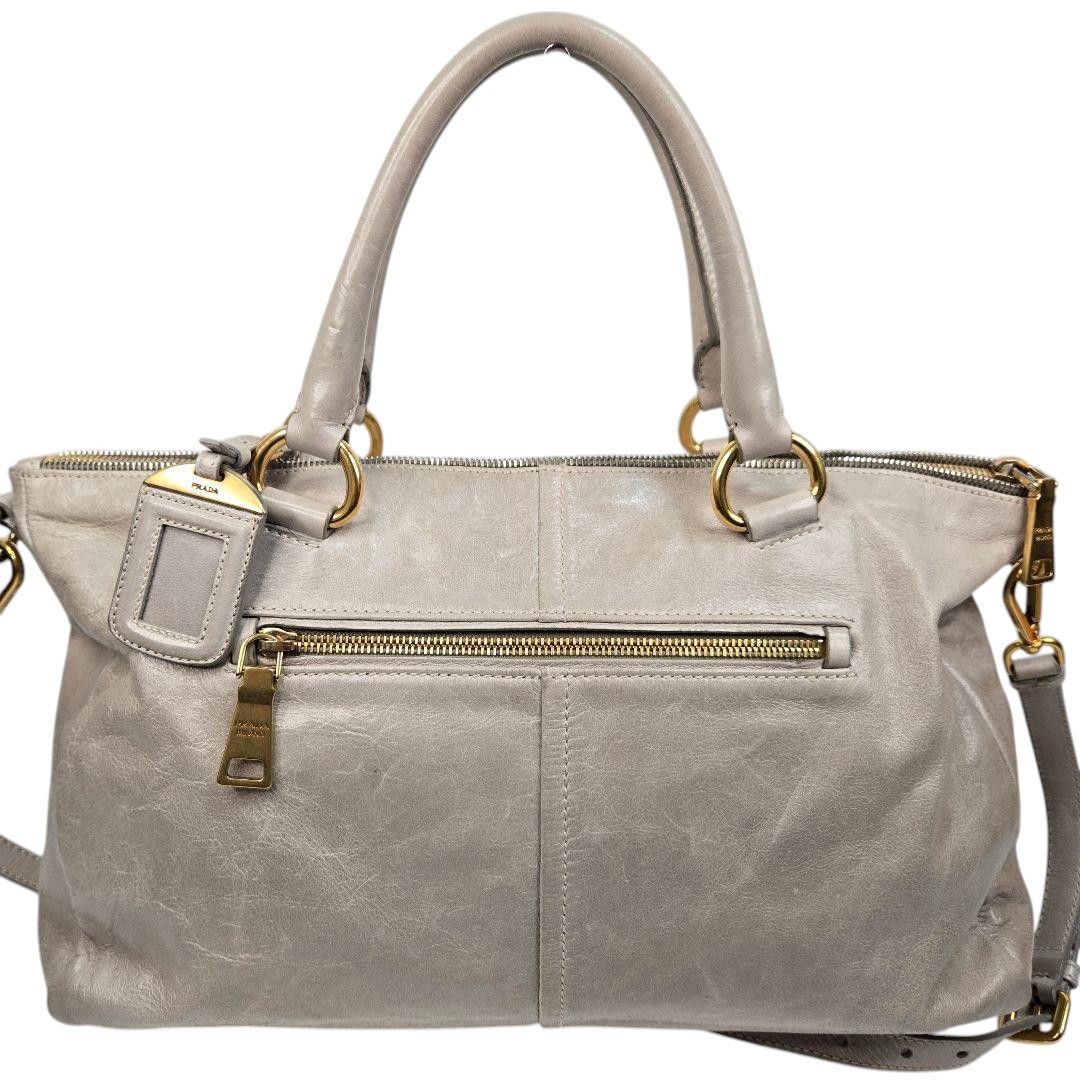 Prada Prada - Saffiano Handbag Gray Leather Gold Hardware Shoulder Size ONE SIZE - 4 Thumbnail