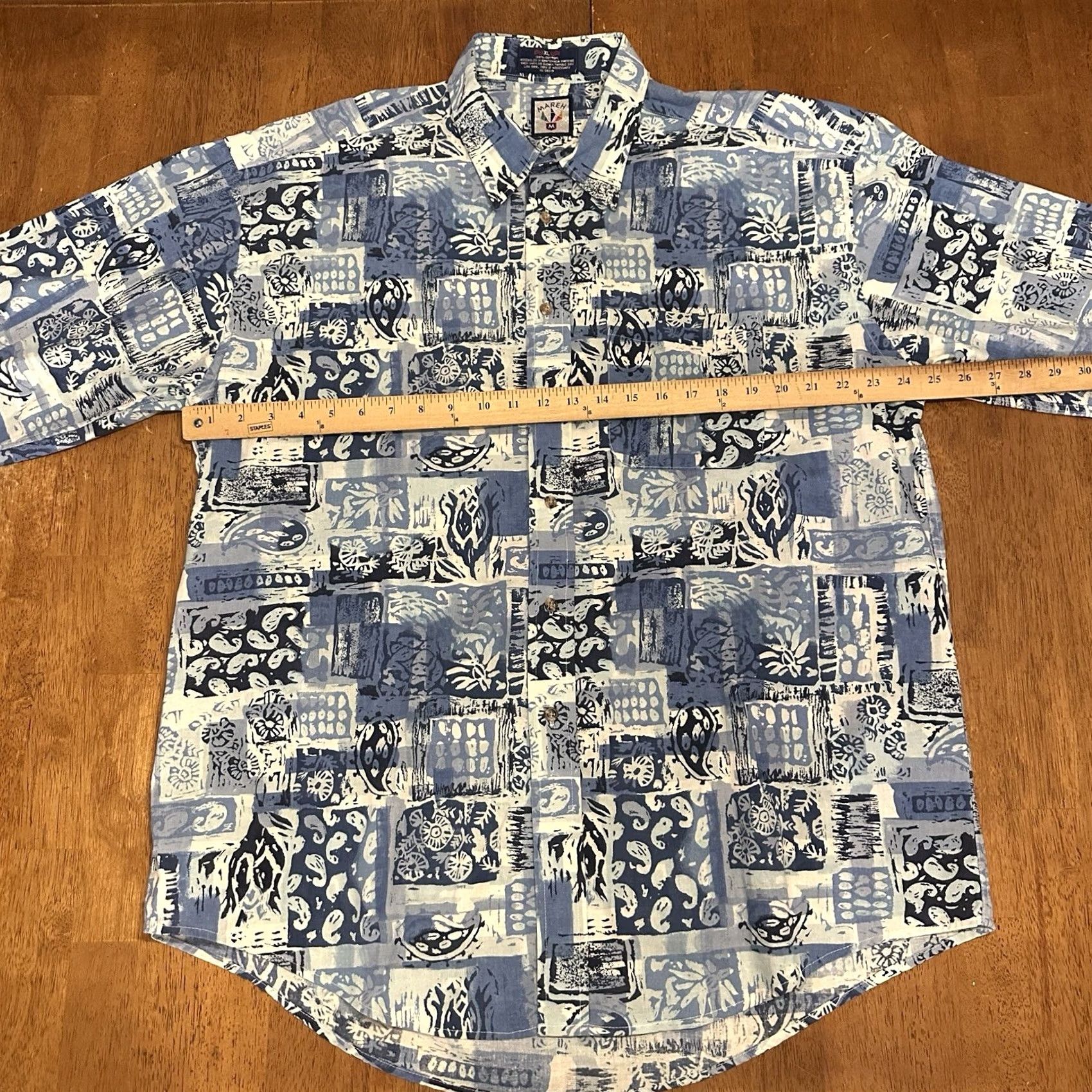 Gloverall VINTAGE Mareh Button-Up Shirt XL Men Blue 100% Cotton Western All Over Long Sleeve Size US XL / EU 56 / 4 - 4 Thumbnail