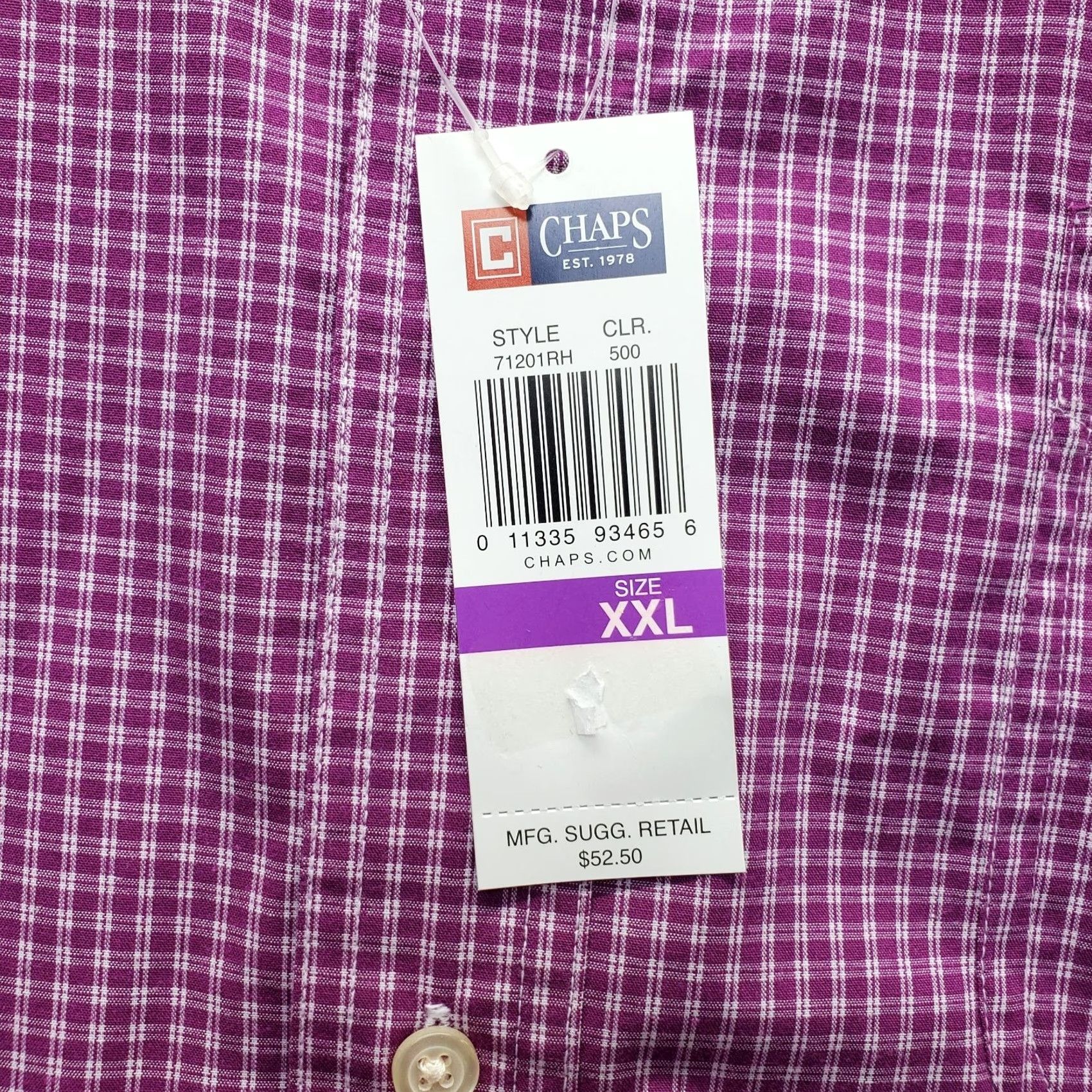 Chaps Chaps Shirt Mens XXL Multi Gingham Easy Care Short Sleeve Button-Down Shirt Size US XXL / EU 58 / 5 - 5 Thumbnail